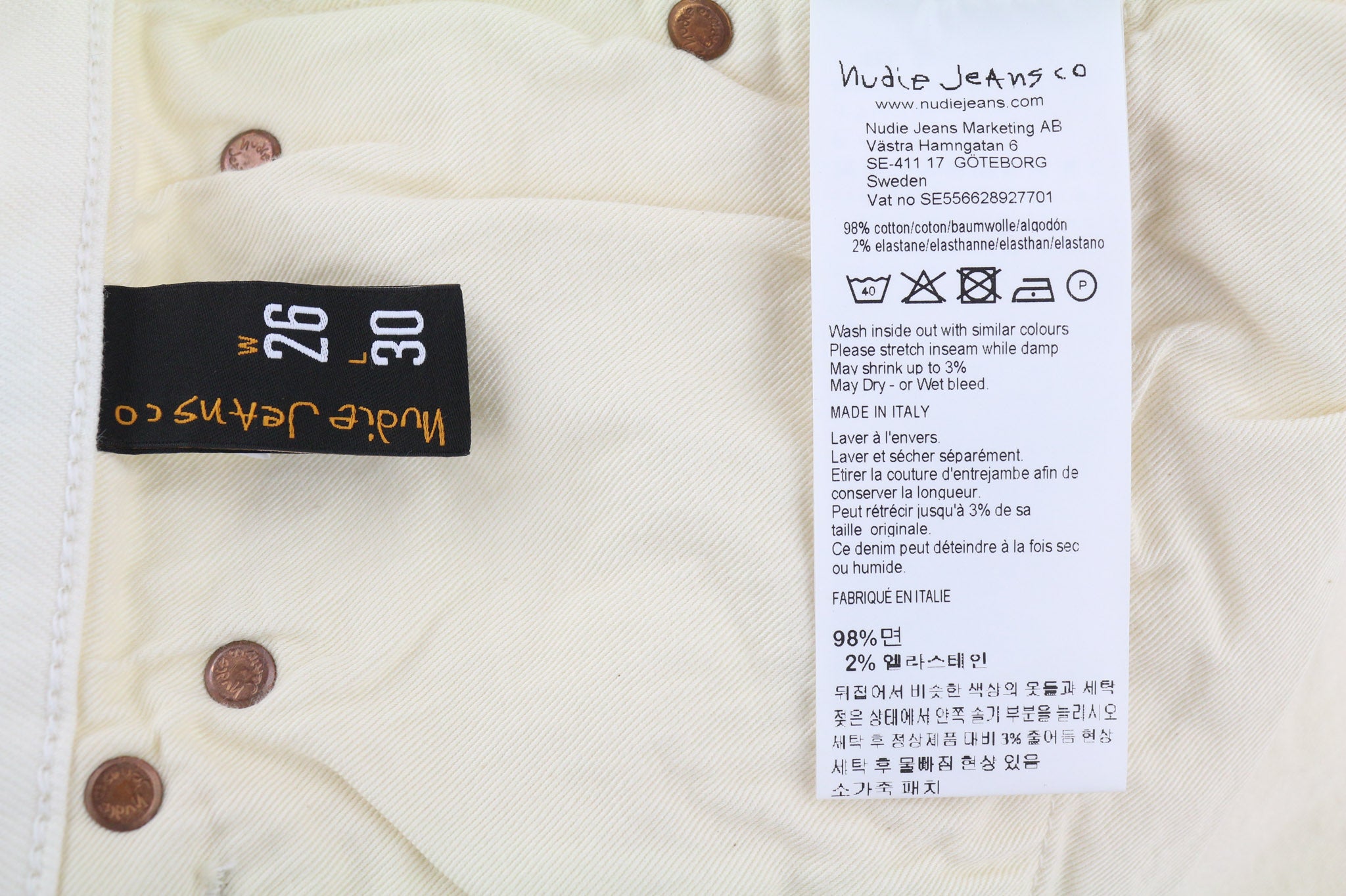 NUDIE JEANS Sleepy Sixten Women's Jeans W26/L30 Relaxed Stretch Ecru