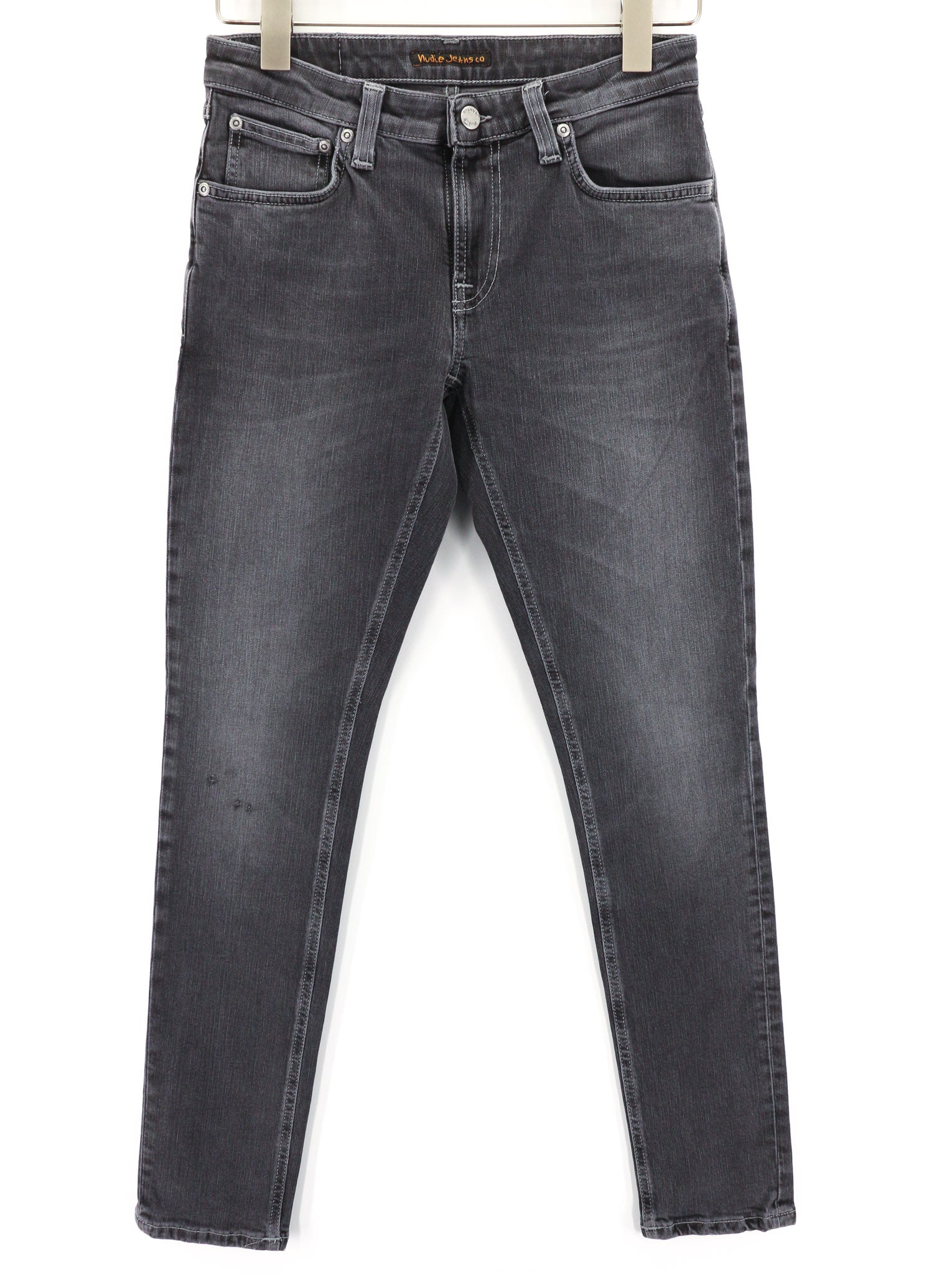 NUDIE JEANS Skinny Lin vyriški džinsai W28/L30 Tight Stretch žvilgančios pilkos spalvos 