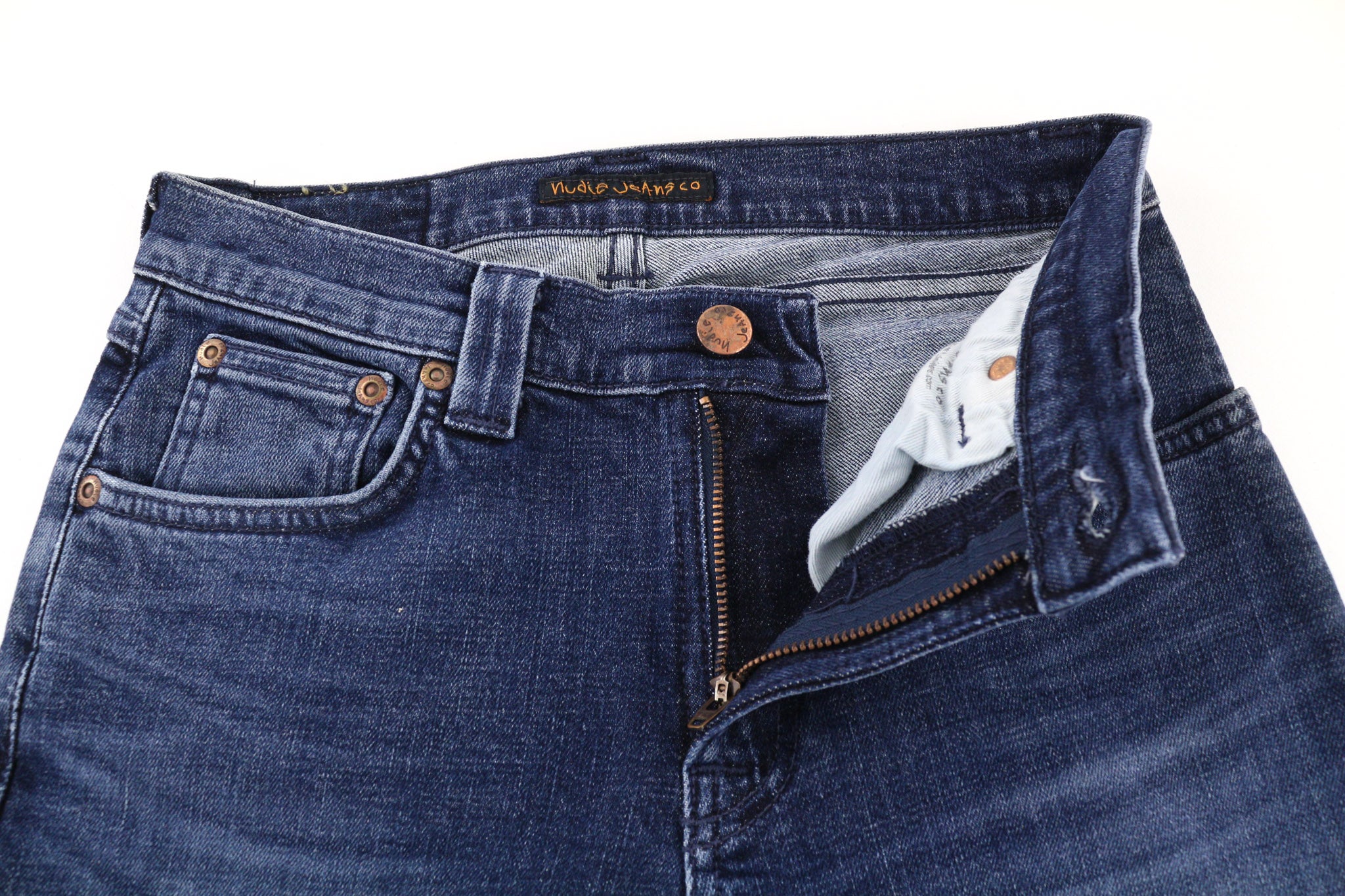 NUDIE JEANS Skinny Lin vyriški džinsai W28/L30 Tight Stretch mėlyni skalbti 