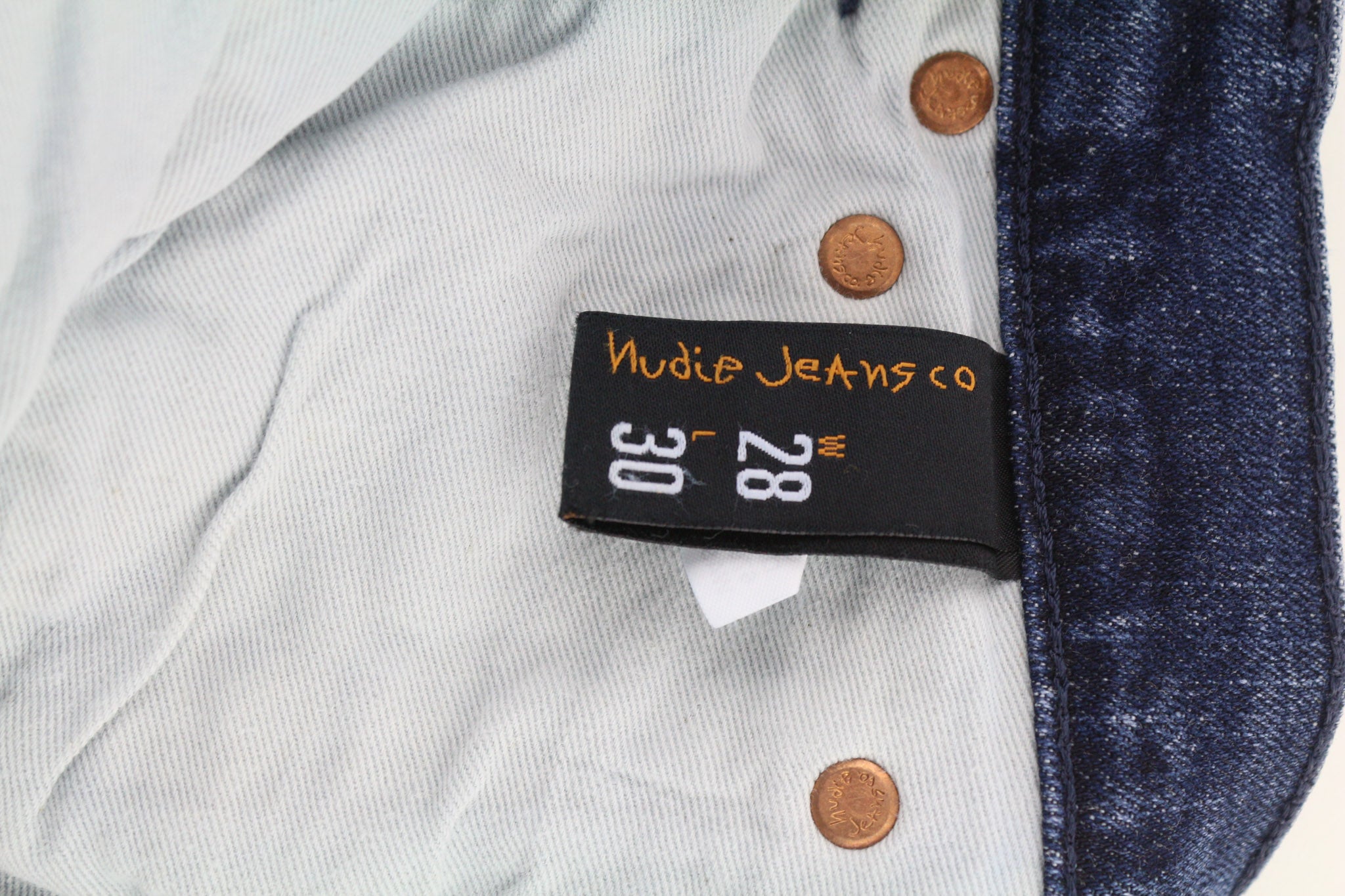 NUDIE JEANS Skinny Lin vyriški džinsai W28/L30 Tight Stretch mėlyni skalbti 