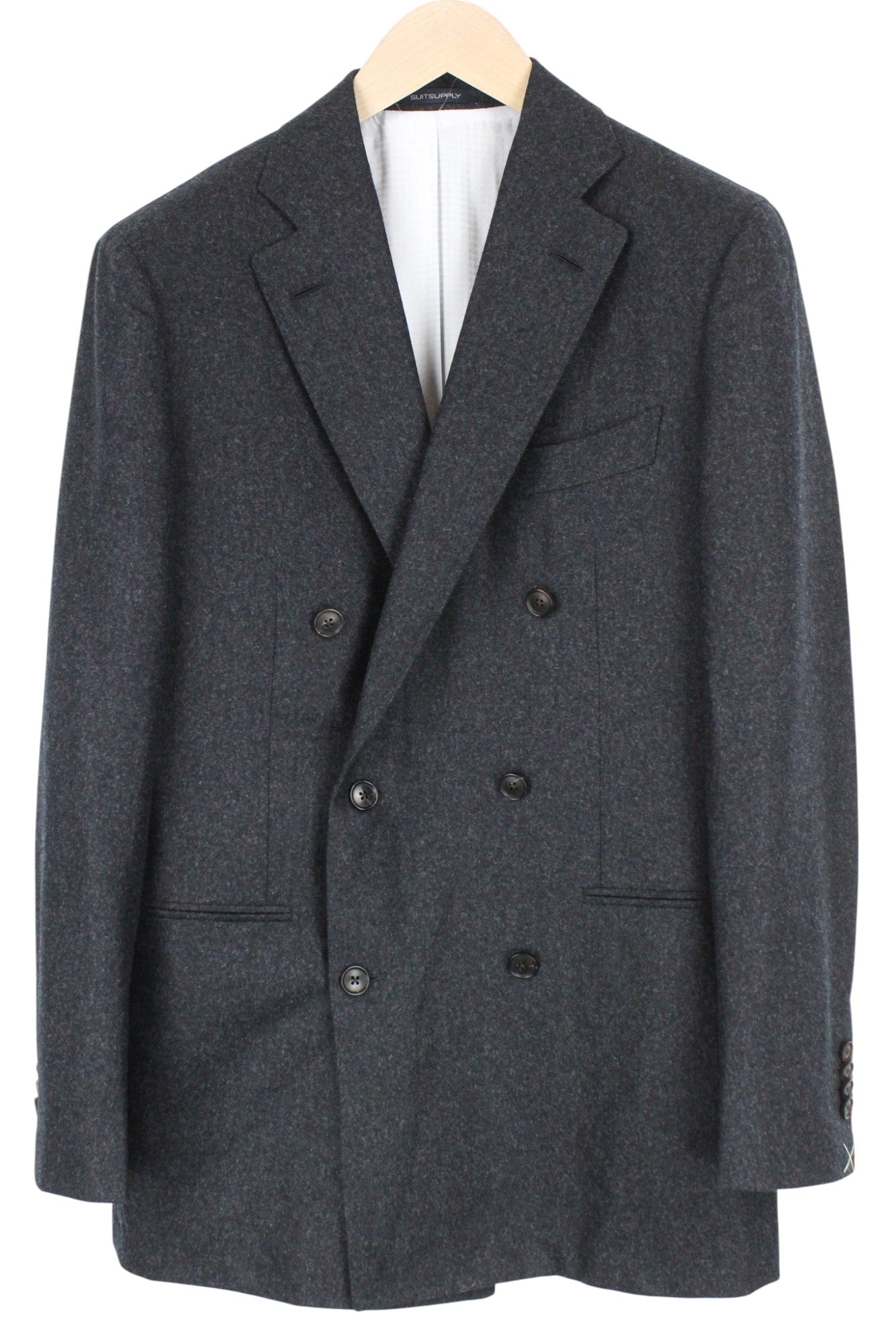 SUITSUPPLY La Spalla Suit UK38R Grey Wool Flannel Slim Two-Piece Circular Style