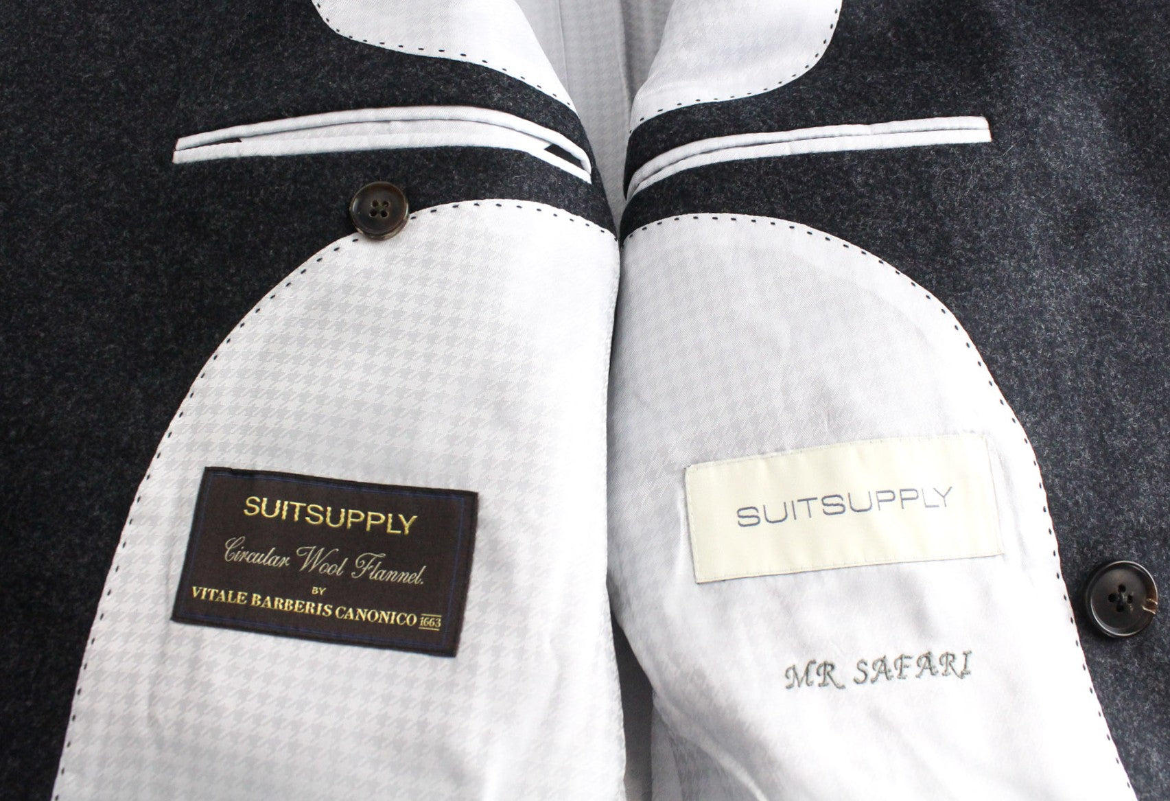 SUITSUPPLY La Spalla Suit UK38R Grey Wool Flannel Slim Two-Piece Circular Style