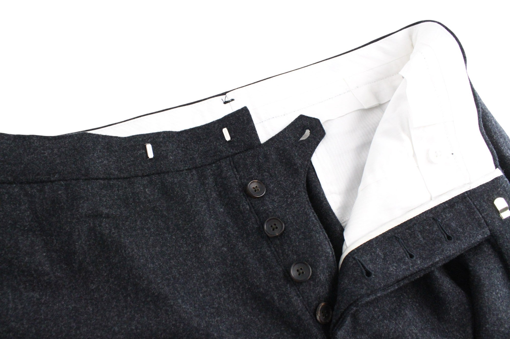 SUITSUPPLY La Spalla Suit UK38R Grey Wool Flannel Slim Two-Piece Circular Style