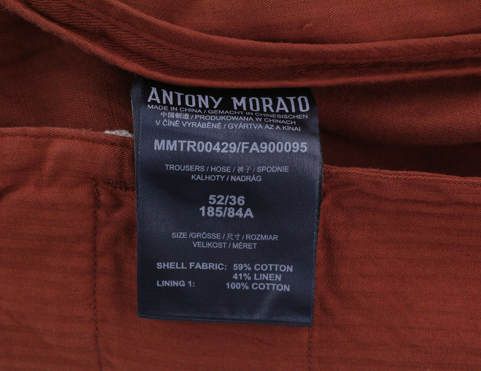 ANTONY MORATO Men Suit XL Burgundy Super Slim Fit Linen Blend Notch Casual 2in1