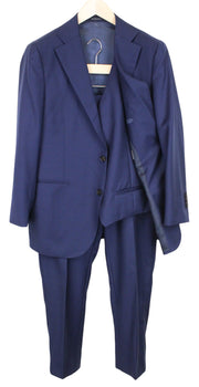 SUITSUPPLY La Spalla Suit UK42S Blue 3-Piece Slim Fit Wool Perennial Men's