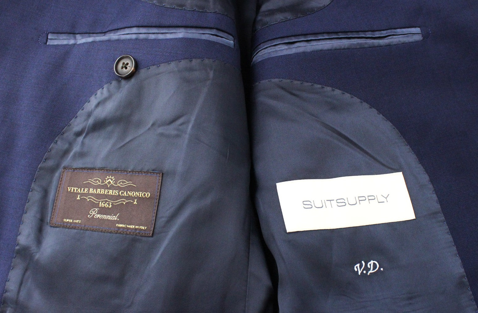 SUITSUPPLY La Spalla Suit UK42S Blue 3-Piece Slim Fit Wool Perennial Men's