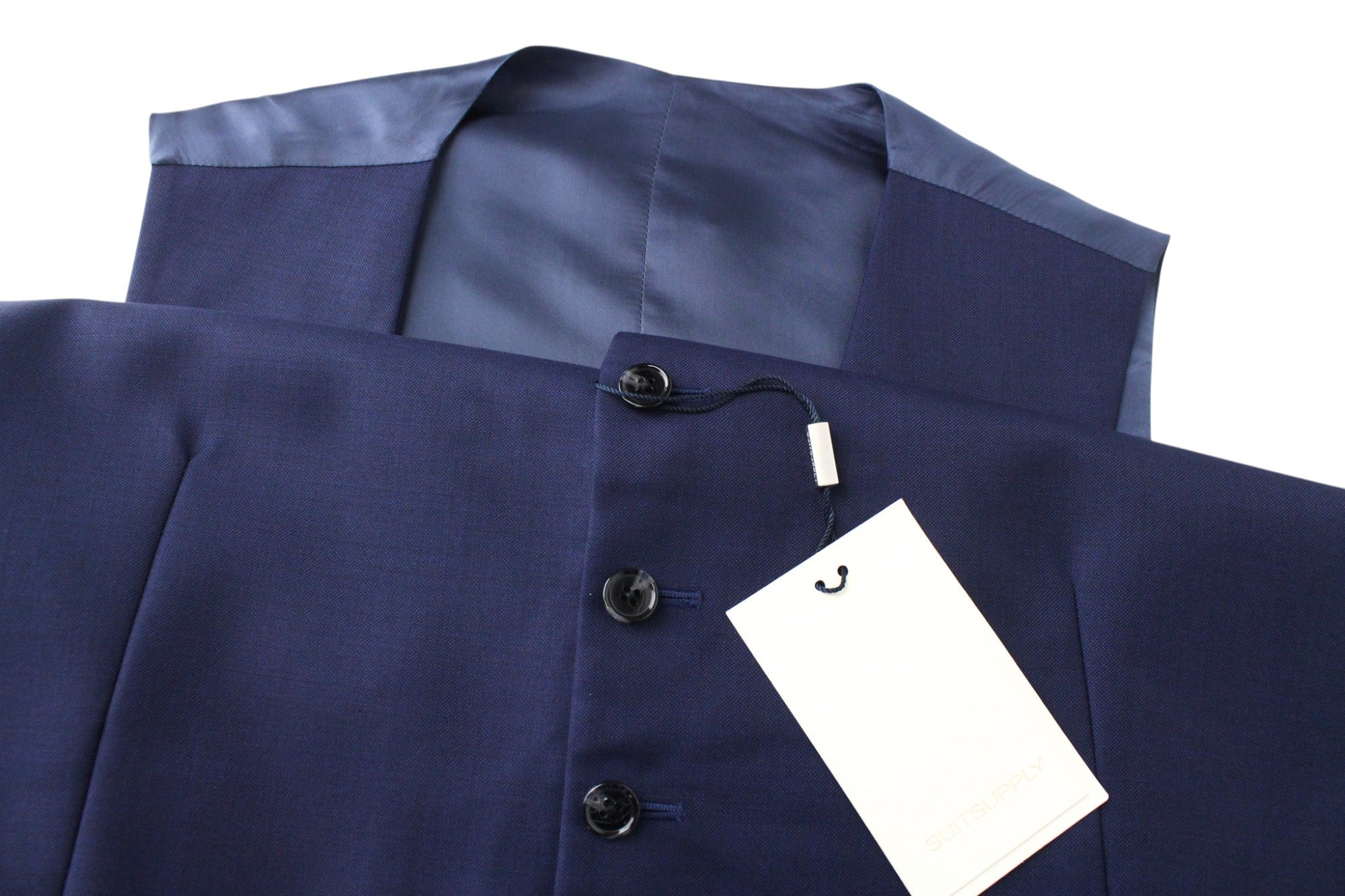 SUITSUPPLY La Spalla Suit UK42S Blue 3-Piece Slim Fit Wool Perennial Men's