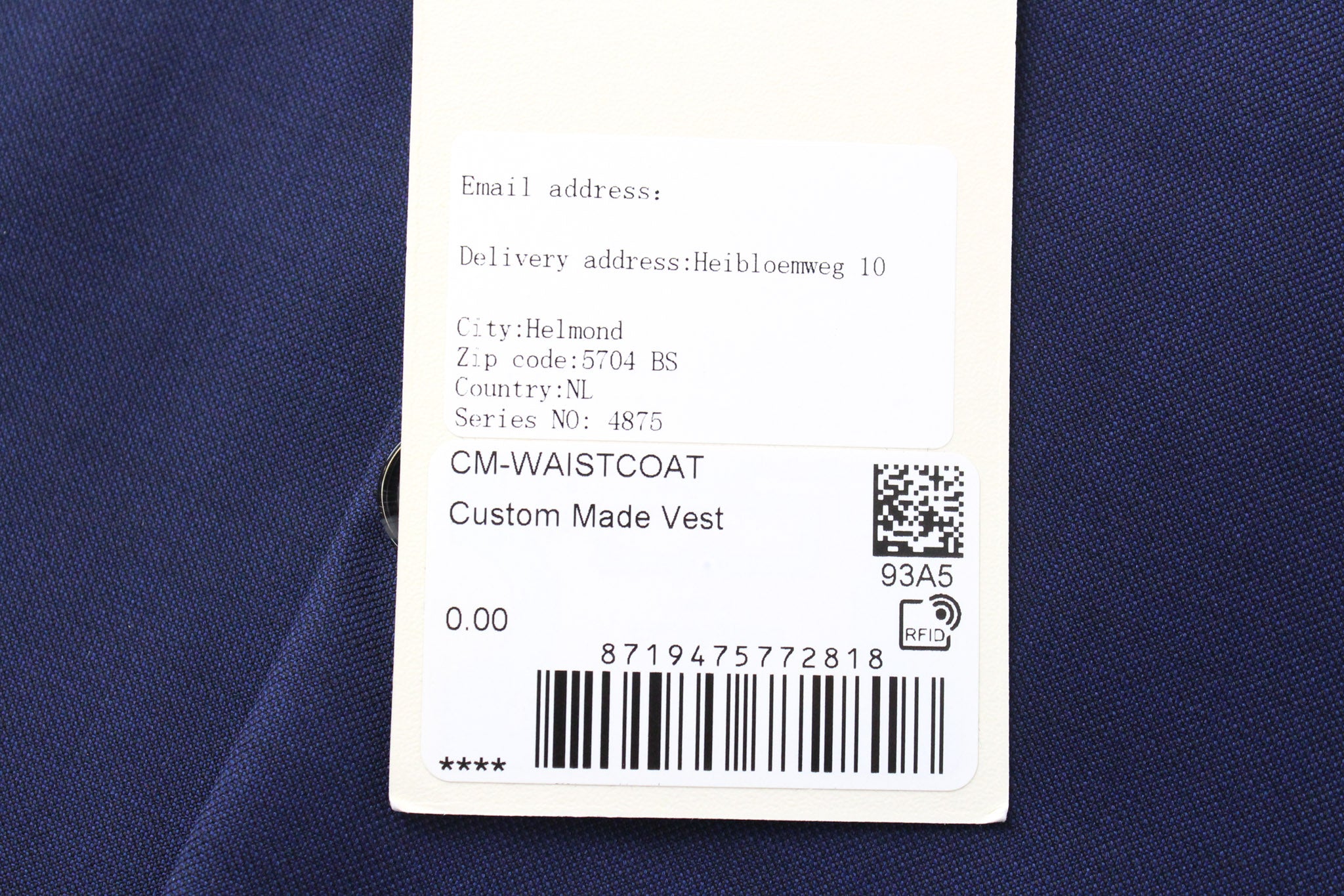 SUITSUPPLY La Spalla Suit UK42S Blue 3-Piece Slim Fit Wool Perennial Men's