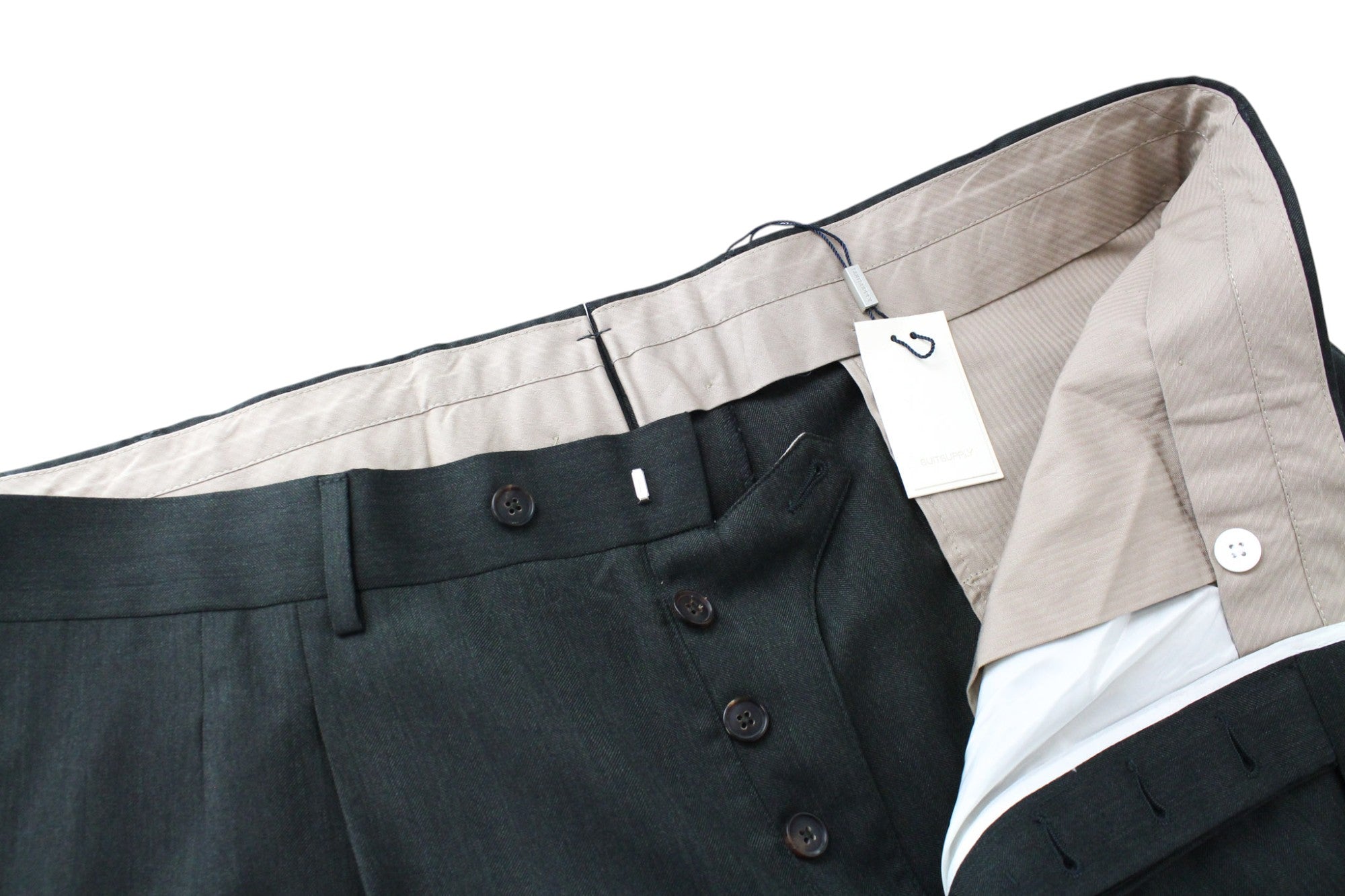 SUITSUPPLY Havana Tulip Suit UK50R Men's Green Wool S130 Slim Fit 3-Piece