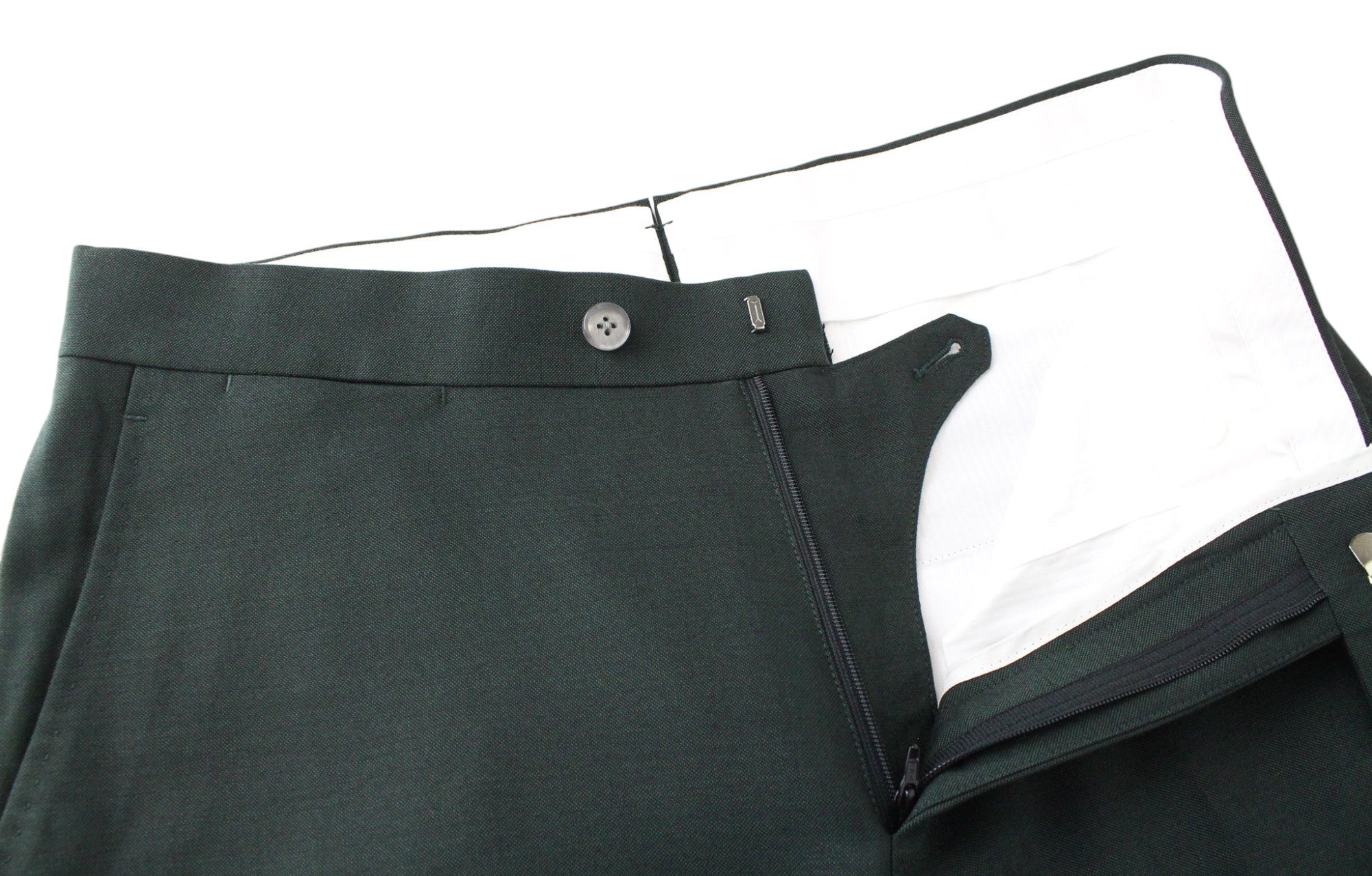 SUITSUPPLY La Spalla Men's Suit UK36S Dark Green Wool 2Pc Slim Formal Melange