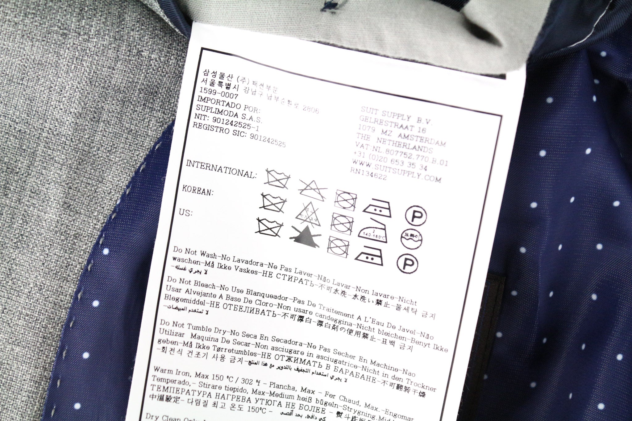 SUITSUPPLY La Spalla Men's Suit UK50S Grey Pure Wool 3-Piece Single-Breasted