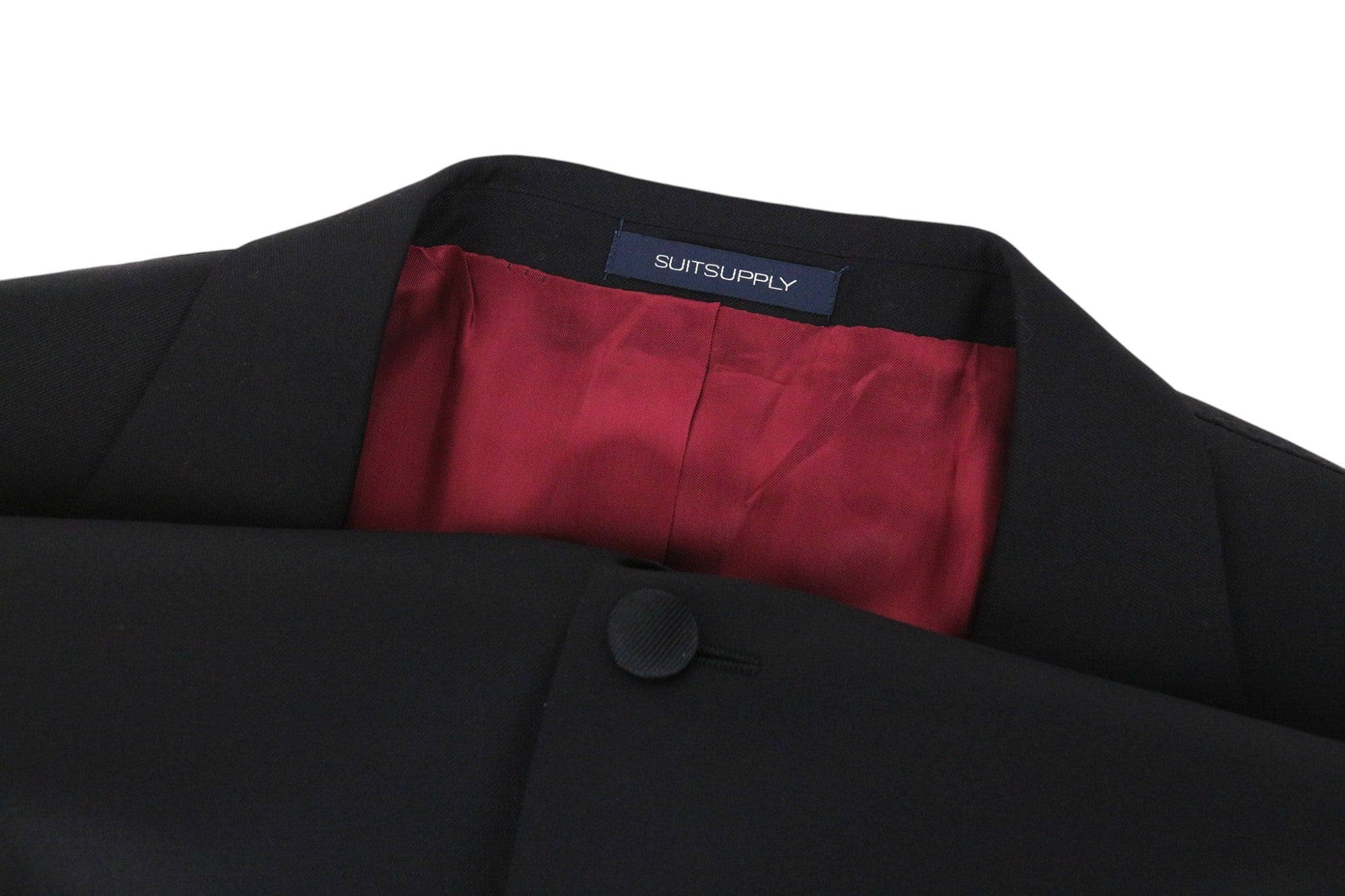 SUITSUPPLY Lazio Tuxedo Men's Suit UK46R Black Velvet Wool S110 Slim 3 Pc