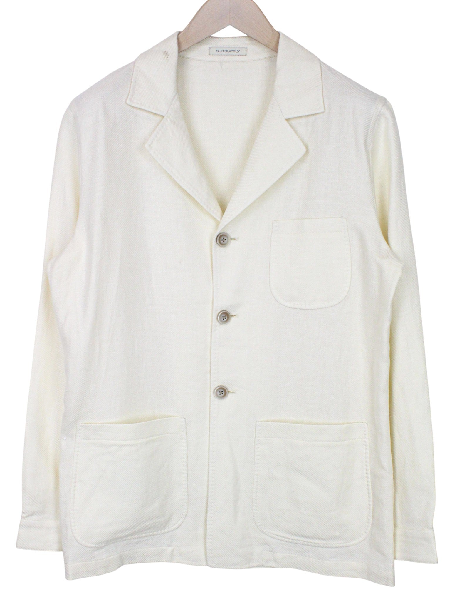 „SUITSUPPLY Greenwich“ vyriškas balkšvas švarkas, UK38R, plonas lininis šilkas, vintažinio stiliaus 