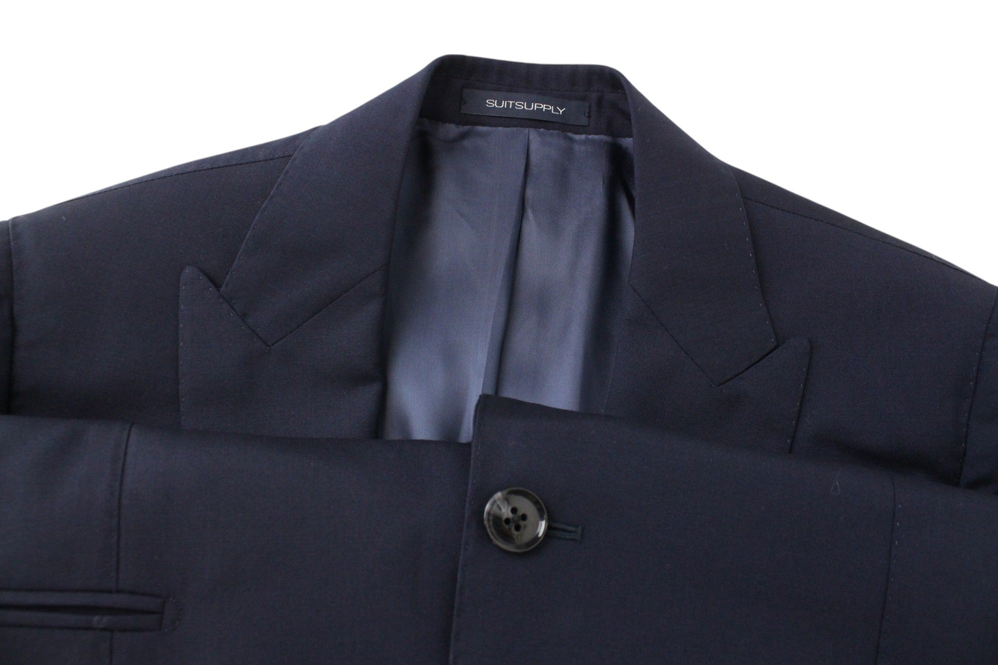 SUITSUPPLY La Spalla Suit UK38R Blue Wool Slim 2-Piece S120 Formal Men's Look