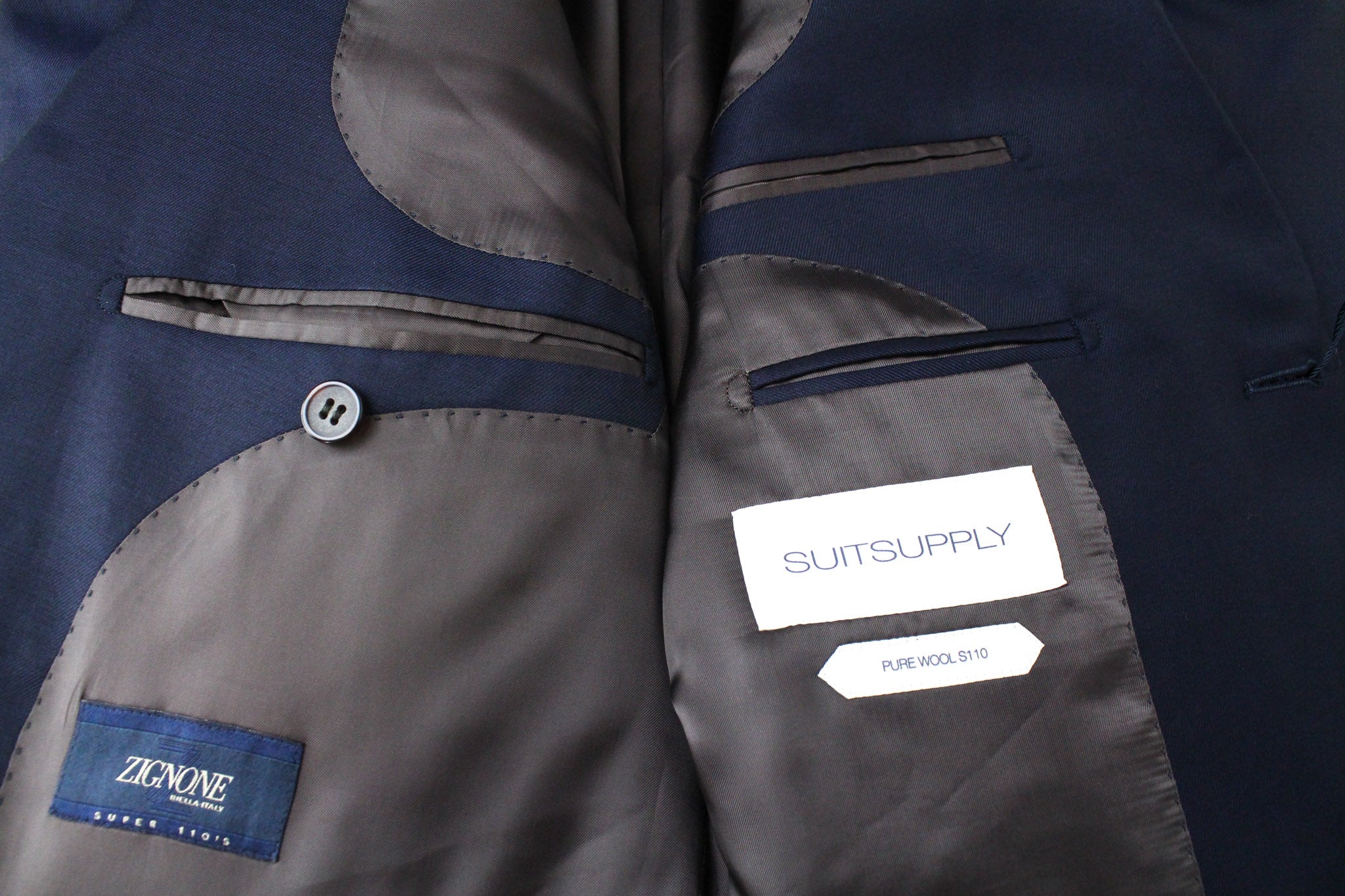 SUITSUPPLY Napoli Suit UK44R Men's S110 Wool 2-Piece Navy Melange Formal