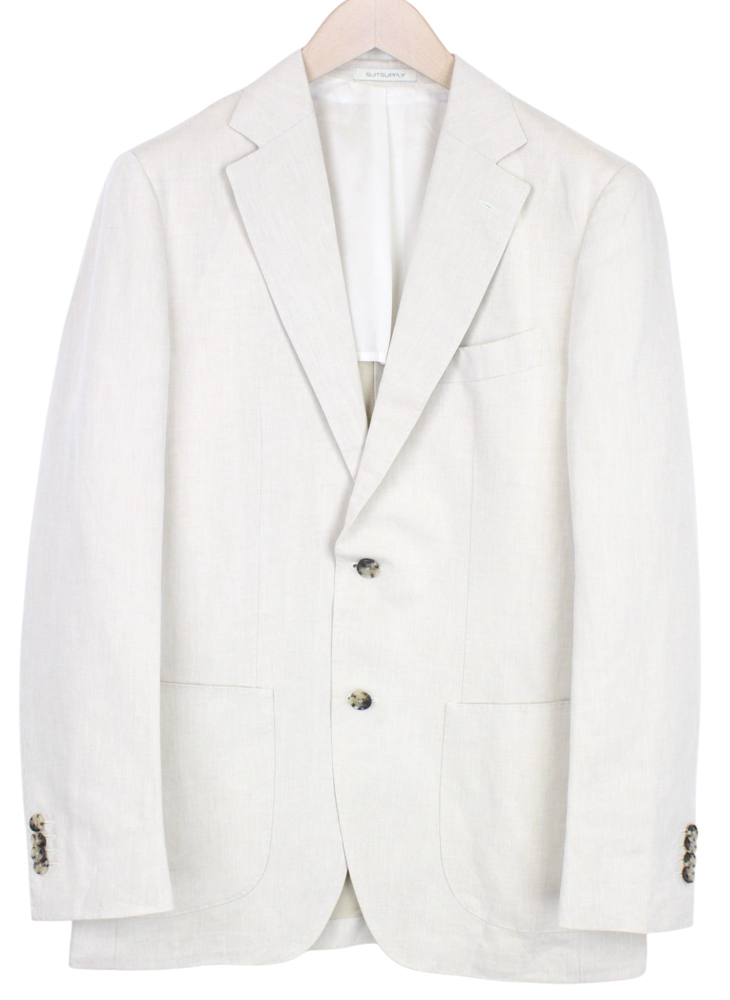 SUITSUPPLY Havana Suit UK38R Beige Melange 3-Piece Linen Cotton Slim Fit Men