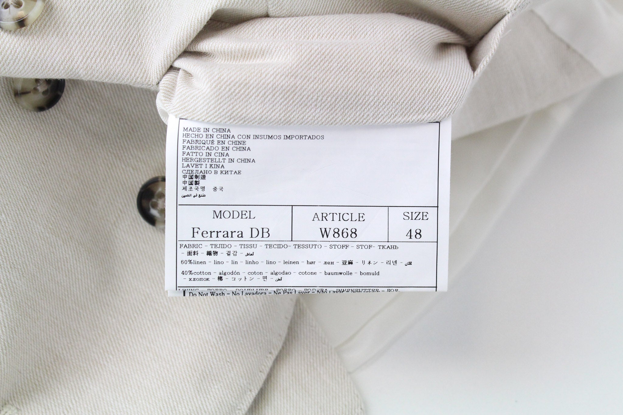 SUITSUPPLY Havana Suit UK38R Beige Melange 3-Piece Linen Cotton Slim Fit Men