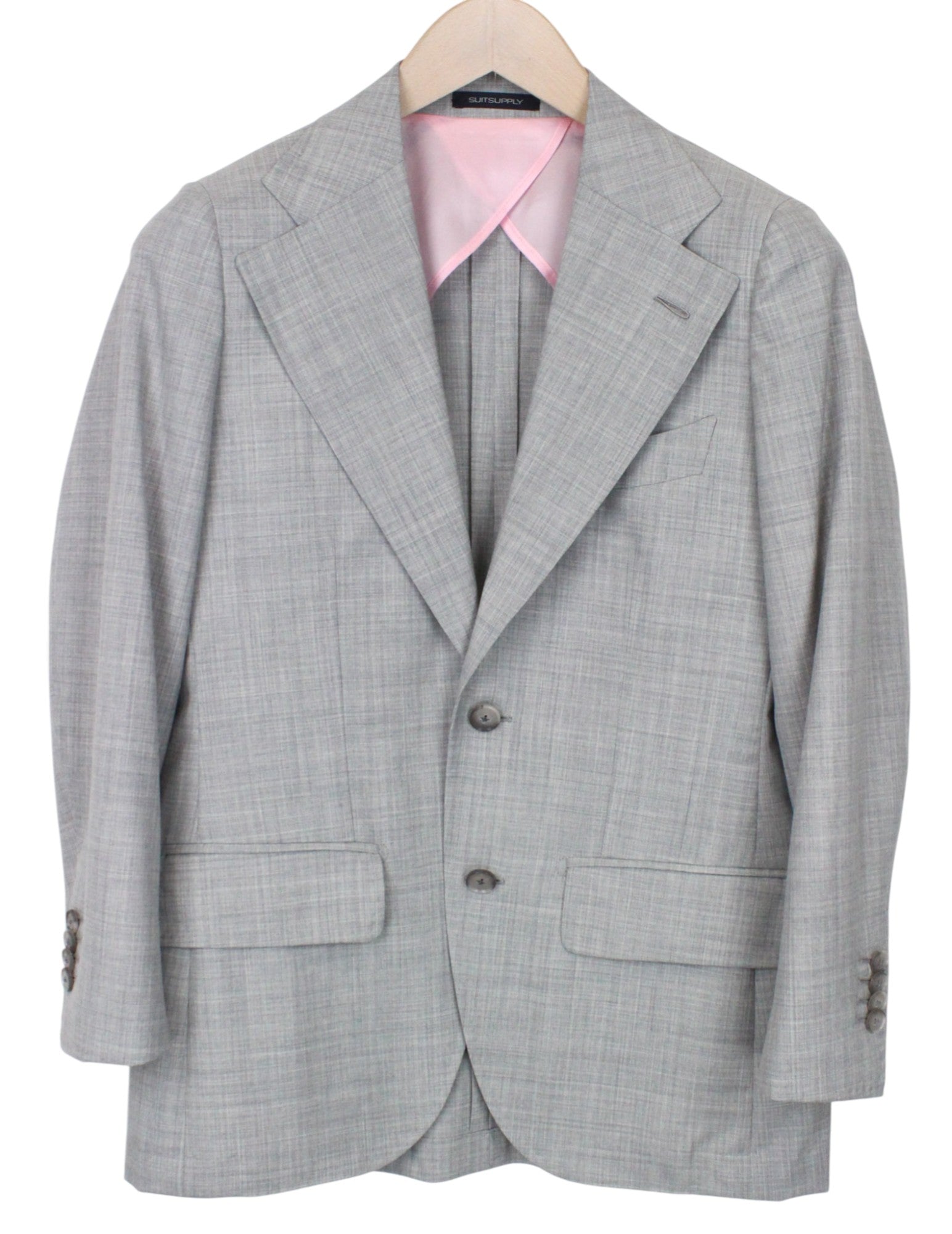 SUITSUPPLY La Spalla Men's Suit UK34R Grey Slim Pure Wool Melange S120s 2Piece