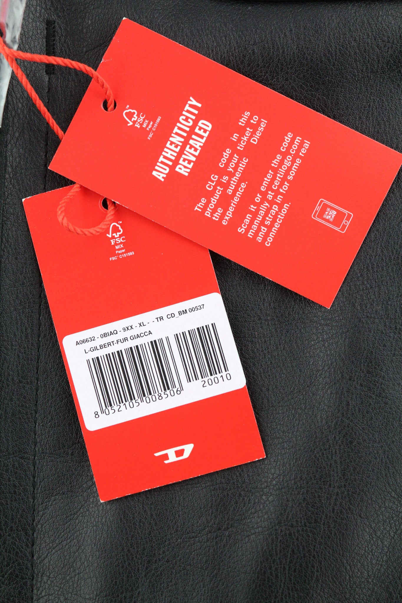 DIESEL L-Gilbert-Fur Mens Jacket XL Cowhide Leather Lambskin Collar RRP€1095