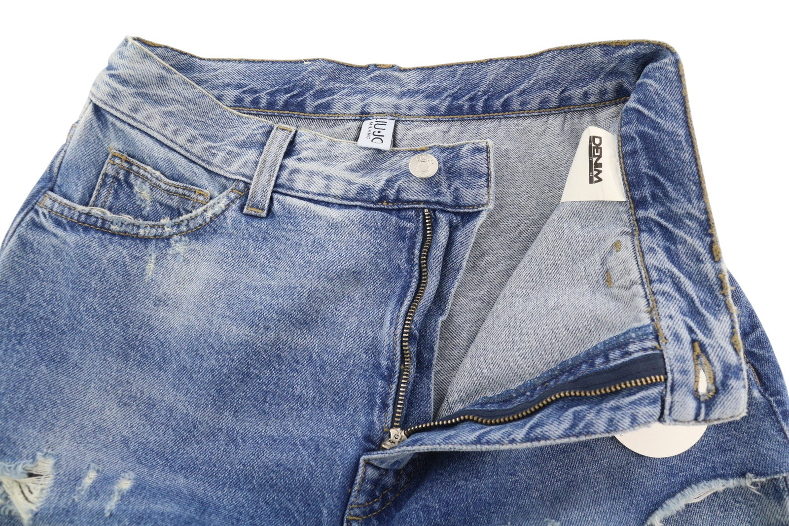 LIU JO Glam Straight Bic Women Jeans W28 Skirted Ripped Blue Denim