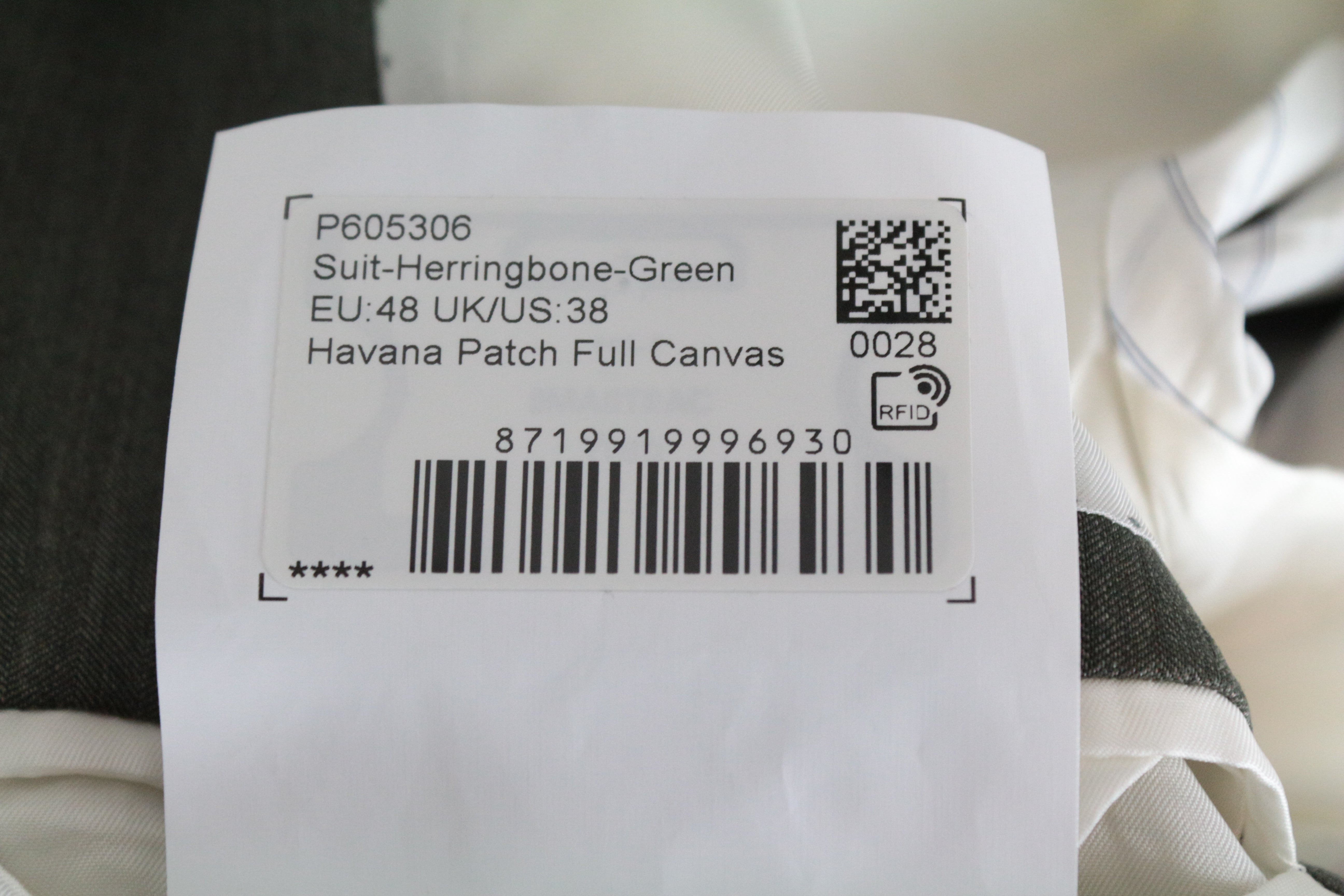 SUITSUPPLY Havana Patch Suit UK38R Men's Green Slim Wool Silk 2-Piece Set