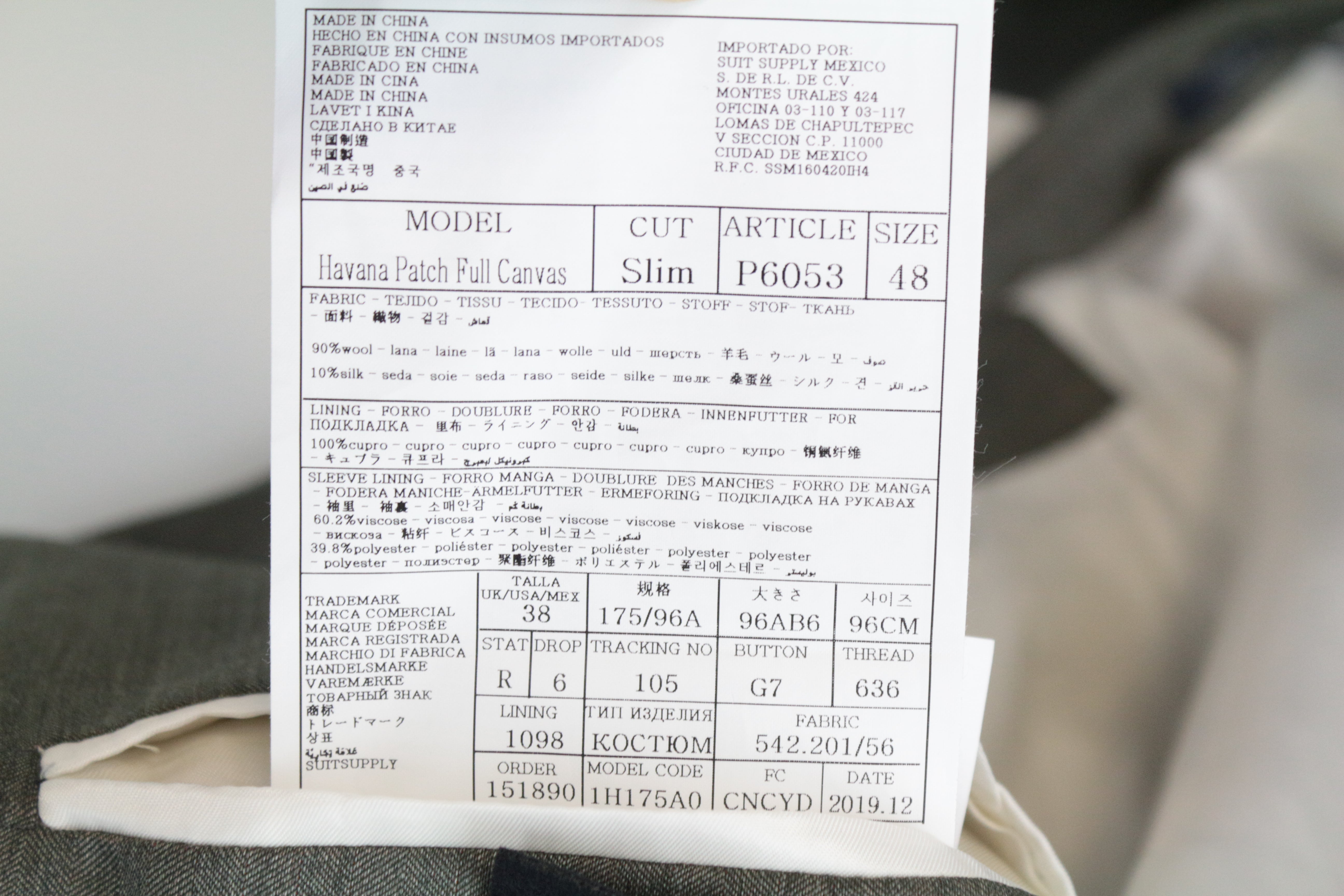 SUITSUPPLY Havana Patch Suit UK38R Men's Green Slim Wool Silk 2-Piece Set