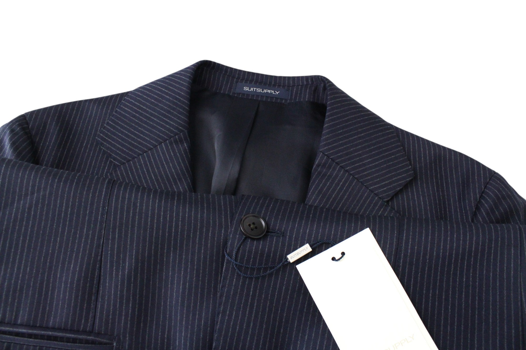 SUITSUPPLY Havana Men's UK36R Navy Stripe 2Pc Suit Slim Super 130's Wool