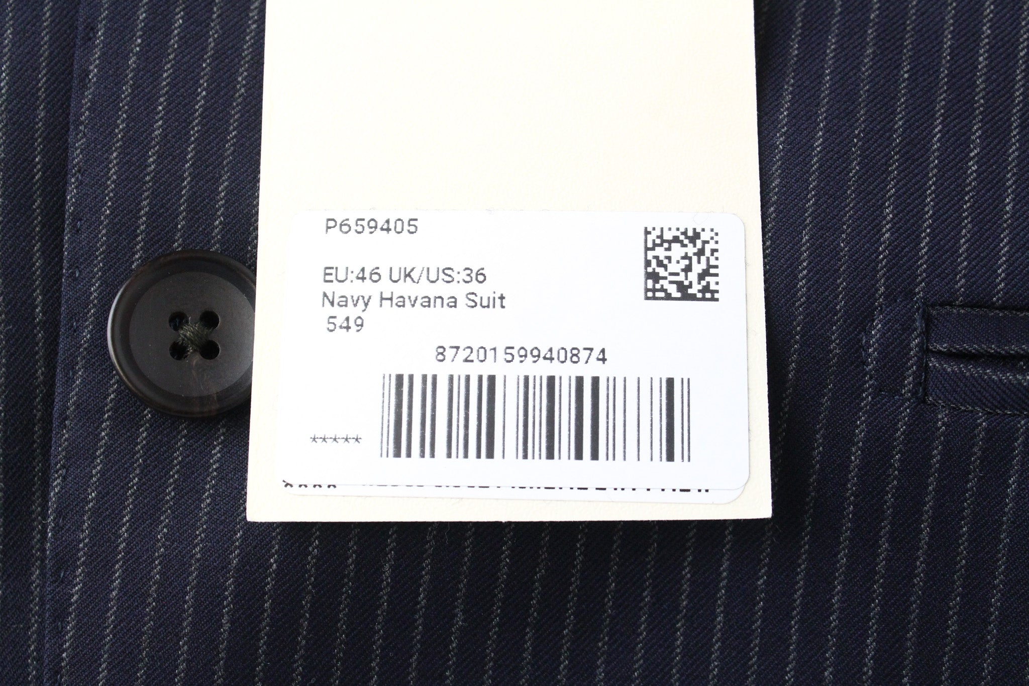 SUITSUPPLY Havana Men's UK36R Navy Stripe 2Pc Suit Slim Super 130's Wool