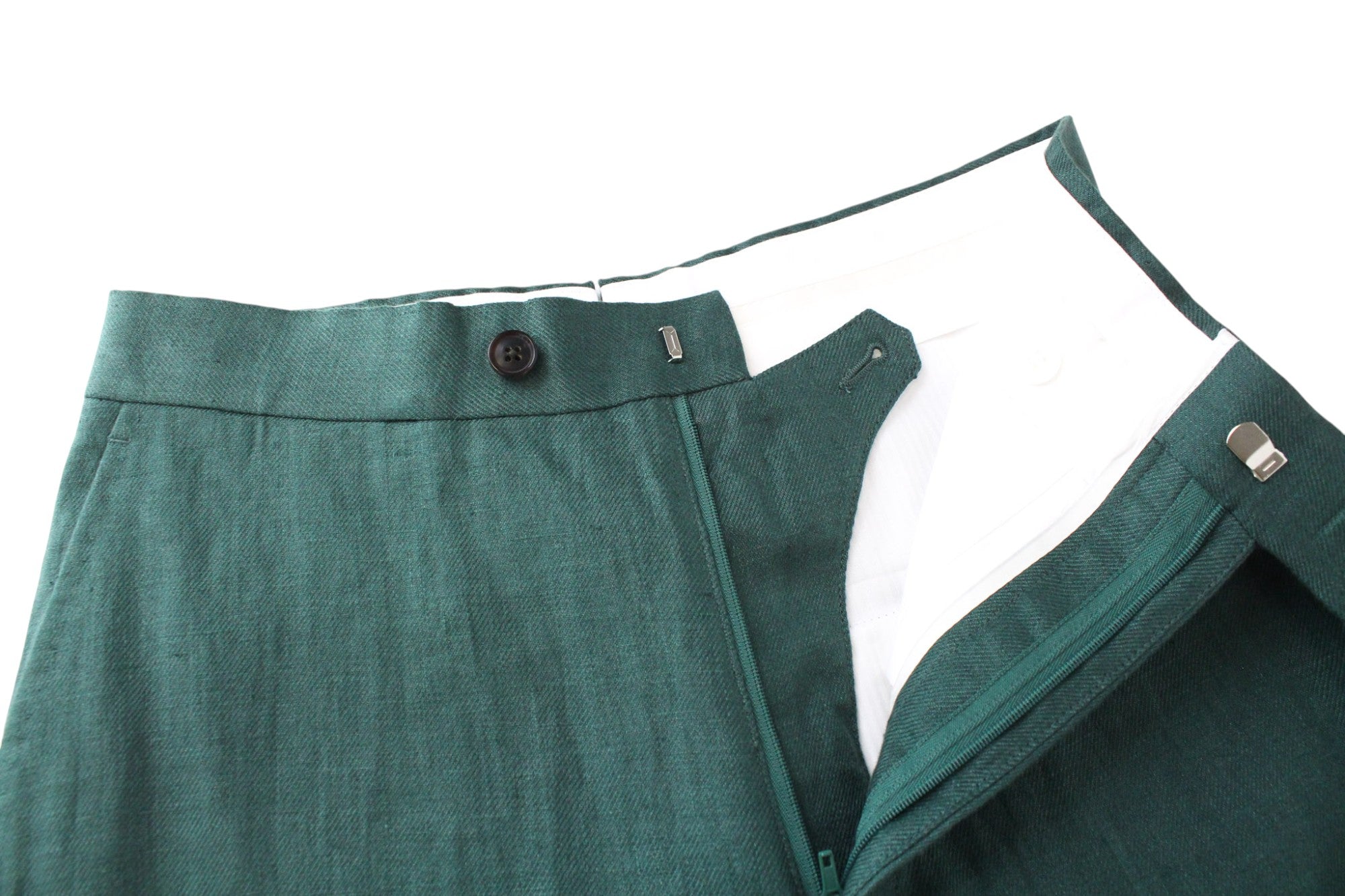 SUITSUPPLY La Spalla Men's Suit UK32R Green Slim Linen Melange Two-Row 2-Piece