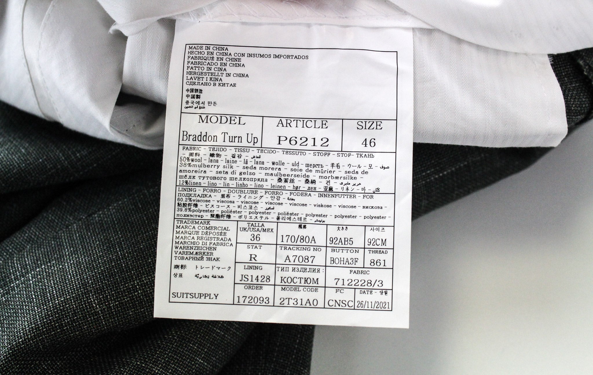 SUITSUPPLY La Spalla Men's Suit UK38R Green Wool Silk Linen Slim Melange Two