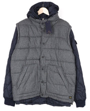 SCOTCH &amp; SODA vyriška XL dydžio tamsiai pilka dygsniuota vilnos mišinio striukė su gobtuvu ir užtrauktuku 