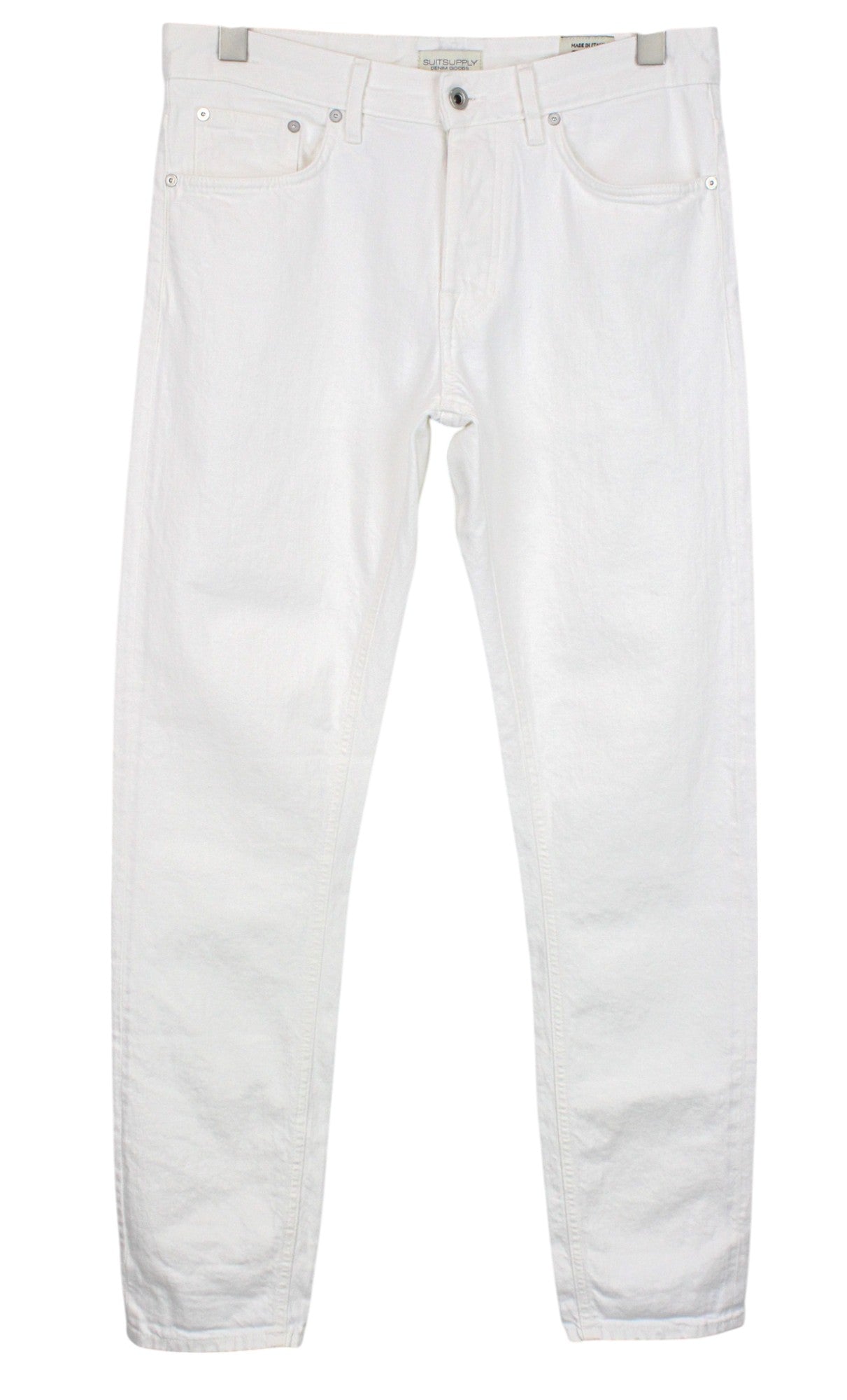 SUITSUPPLY Alain Men's Jeans W31/L32 White Selvedge Cotton Stretch Slim Fit