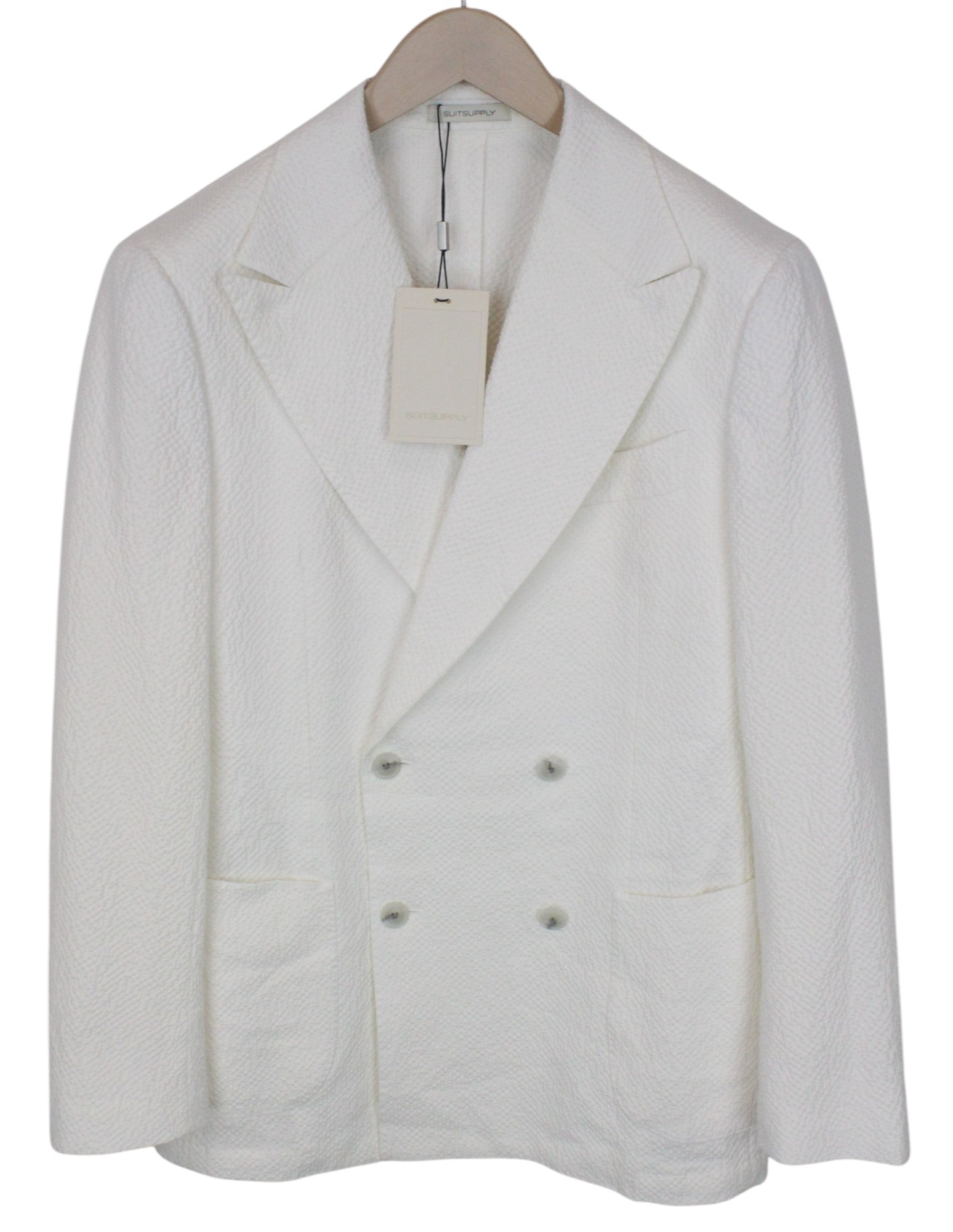 SUITSUPPLY Havana Men's Suit UK38R Slim White 2-Piece Cotton Stretch Double Row