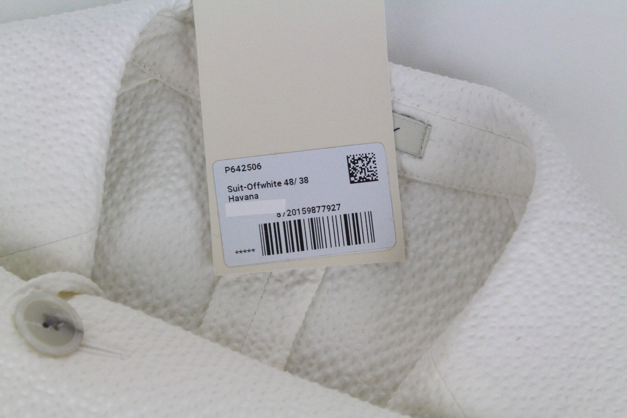 SUITSUPPLY Havana Men's Suit UK38R Slim White 2-Piece Cotton Stretch Double Row