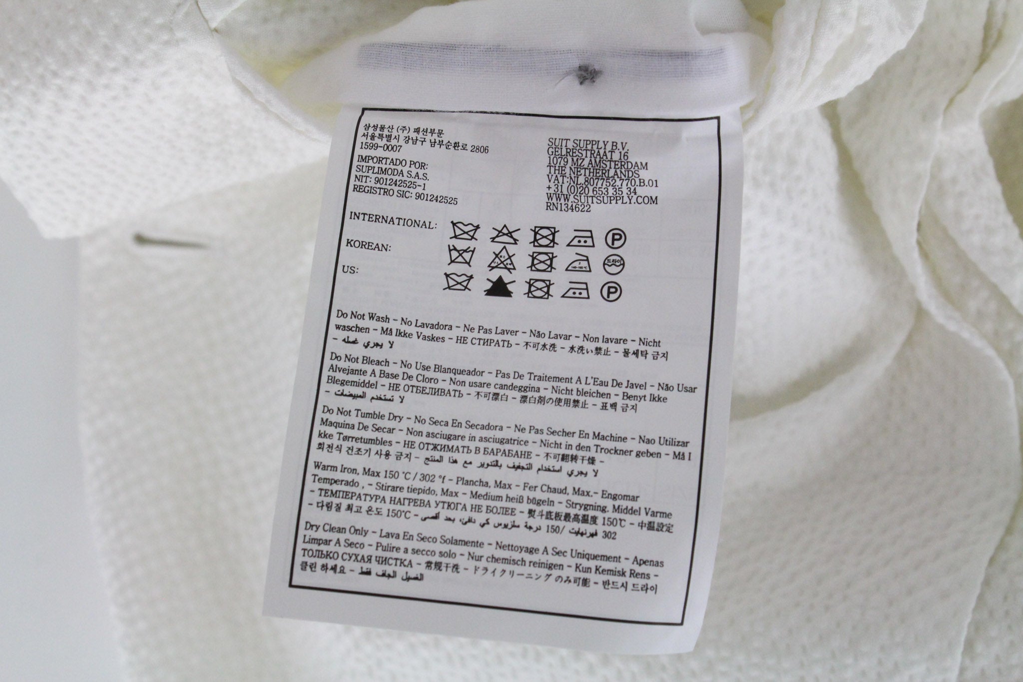 SUITSUPPLY Havana Men's Suit UK38R Slim White 2-Piece Cotton Stretch Double Row