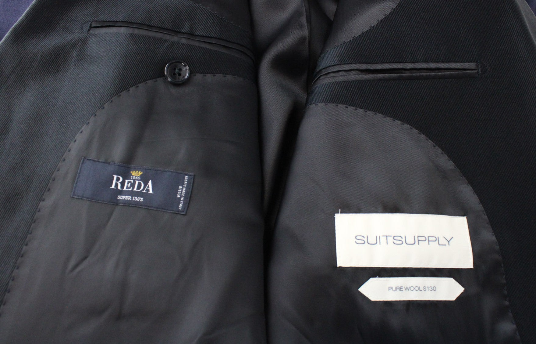 SUITSUPPLY Lazio Men's Suit UK40L Blue Slim S130 Wool Tux 3 Piece Formal