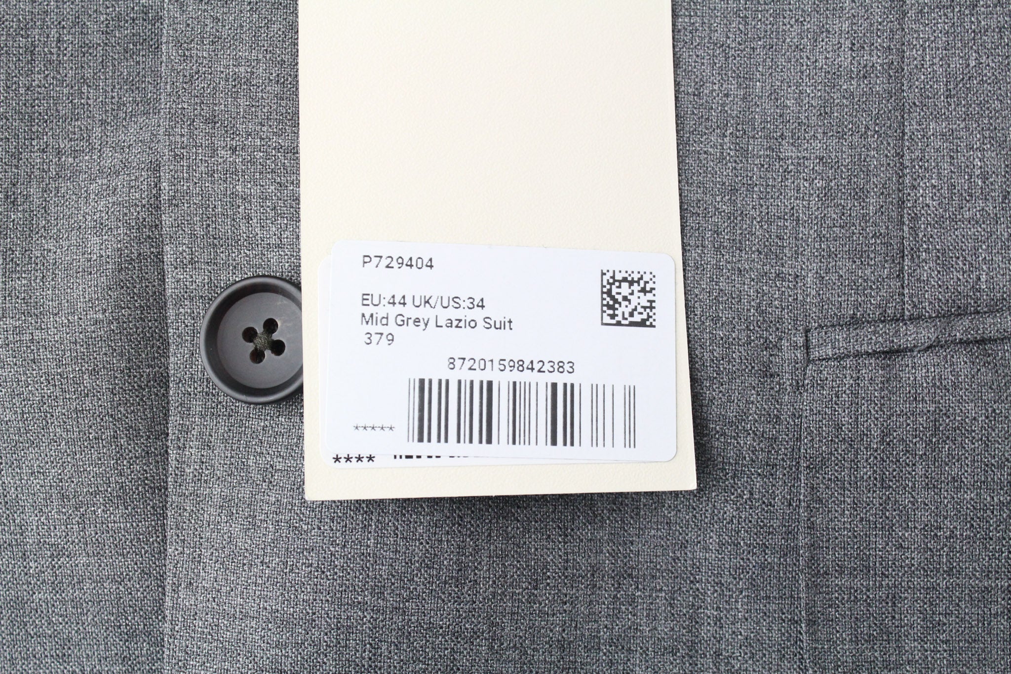 SUITSUPPLY Lazio Men's Suit UK34R Grey Slim Wool 2Pc Tropical Melange