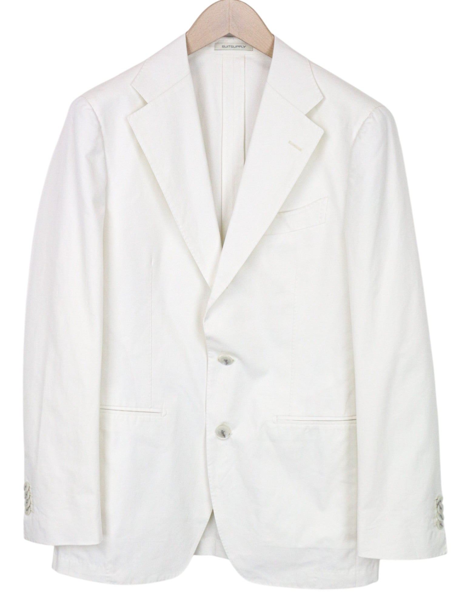 SUITSUPPLY Havana Men's Suit UK38R Slim White 2-Piece Pure Cotton Twill Jetted