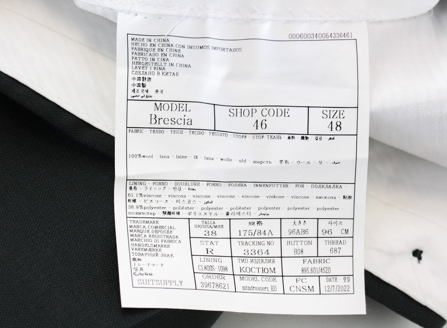 SUITSUPPLY La Spalla Suit UK38S Men's Green Wool 2-Piece Single-Breasted