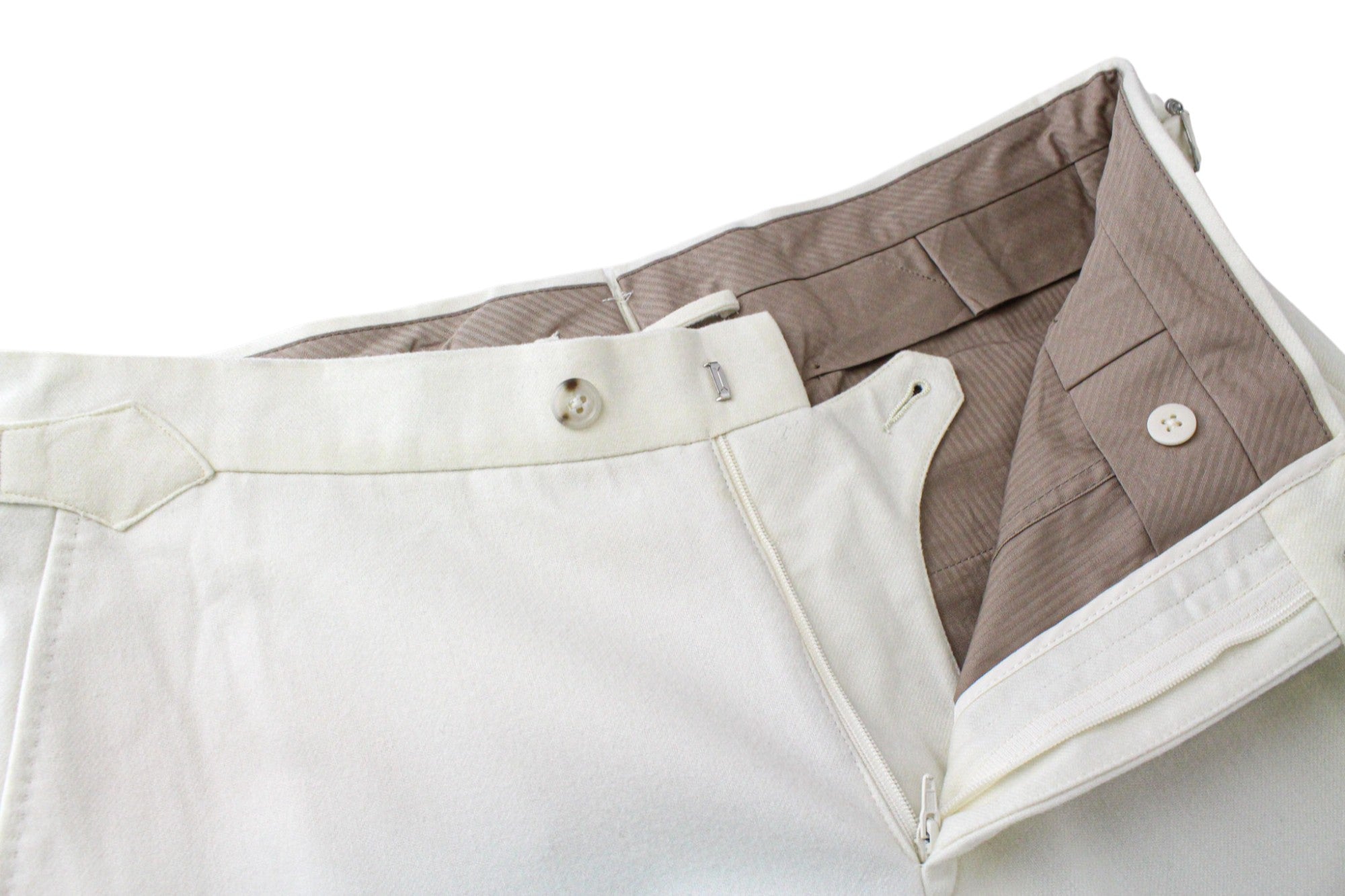 SUITSUPPLY Havana Suit UK38R Men's Off-White Wool Flannel 2-Piece Slim