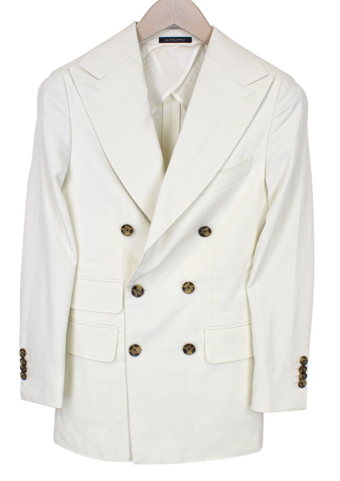 SUITSUPPLY La Spalla Suit UK30R Men's Off-White 2pc Slim Fit Wool Classic