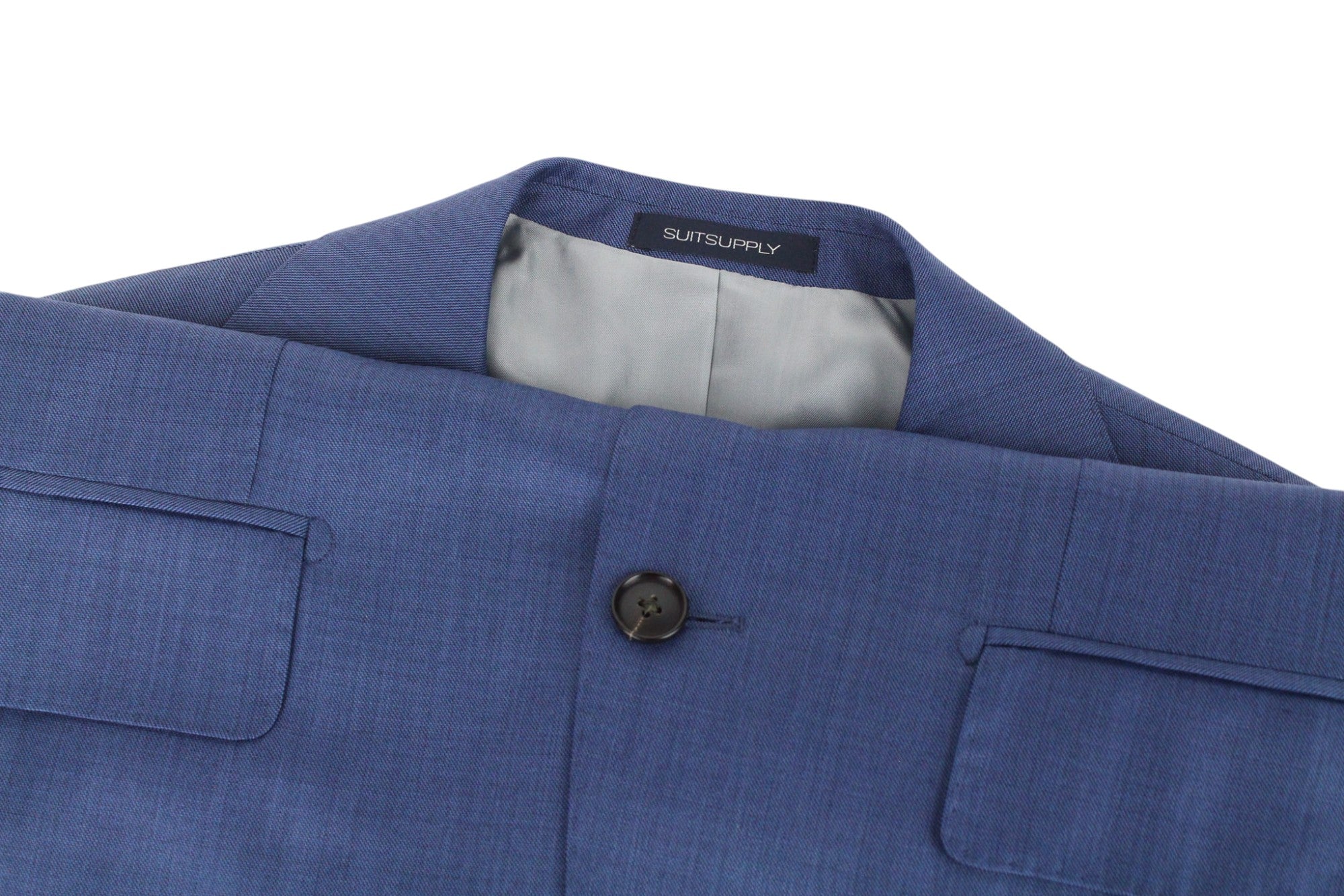 SUITSUPPLY Lazio La Spalla Men's UK34R Blue Slim 3Pc Super 150s Wool Suit