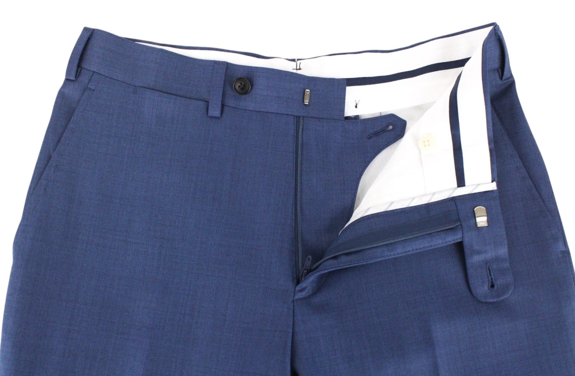 SUITSUPPLY Lazio La Spalla Men's UK34R Blue Slim 3Pc Super 150s Wool Suit