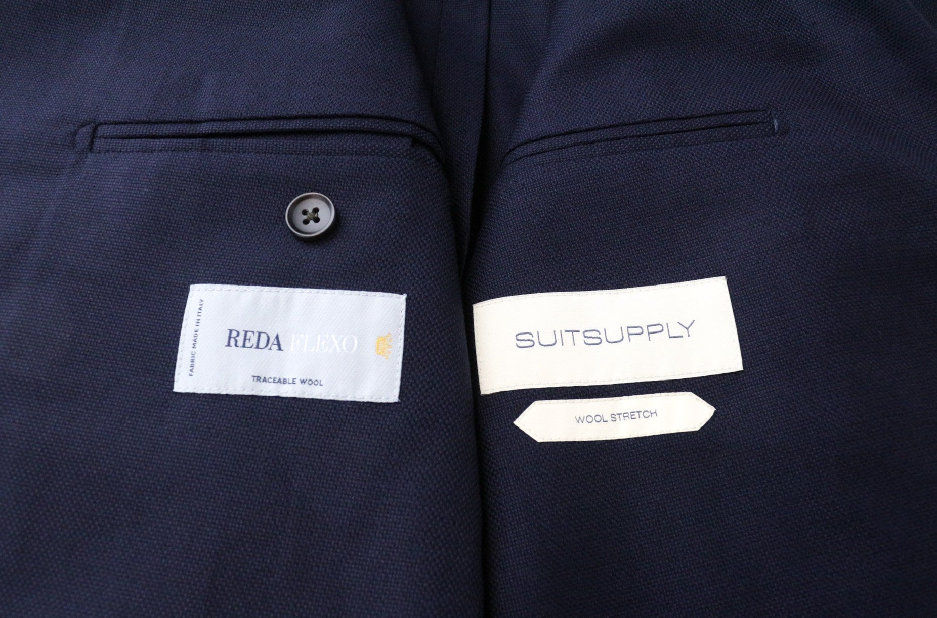 SUITSUPPLY Havana Patch Men's Suit UK42S Slim Navy Blue 2Pc Wool Mix Stretch