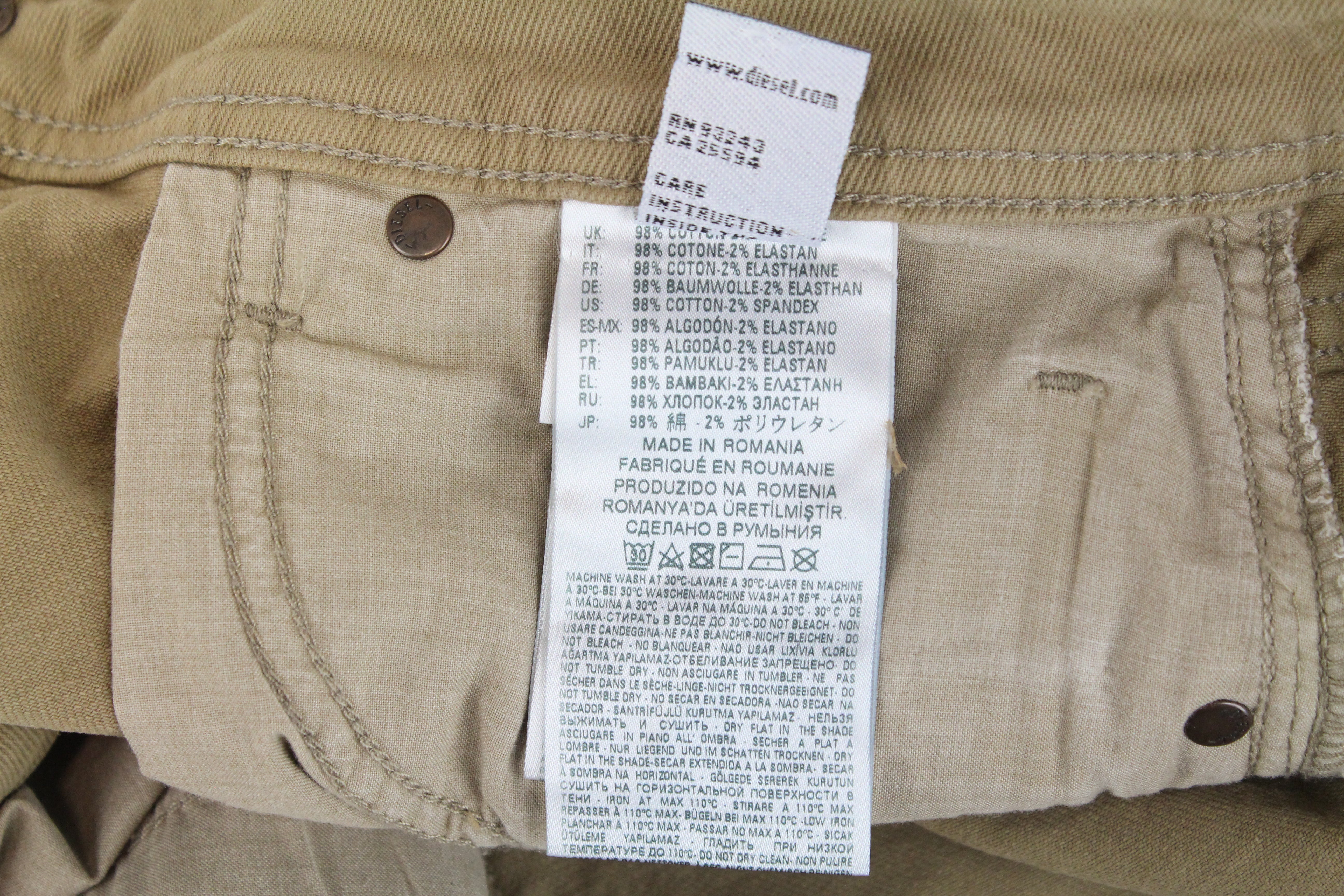 DIESEL Keeshort R6Q88 Men's Shorts W29 Brown Stretch Cotton Button Fly Denim