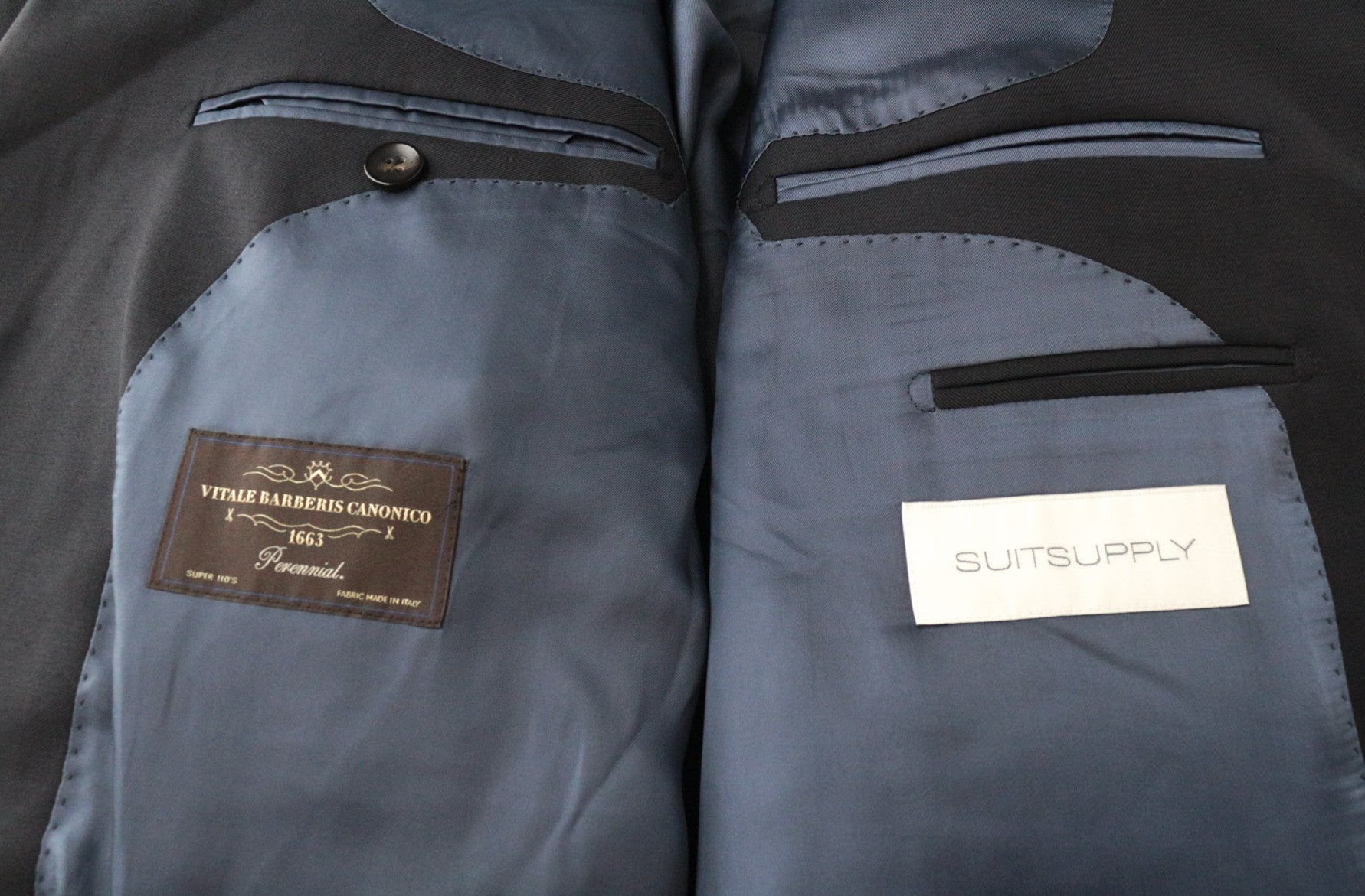 SUITSUPPLY Lazio Men's Suit UK38R Blue Slim Wool Check Mohair 2-Piece