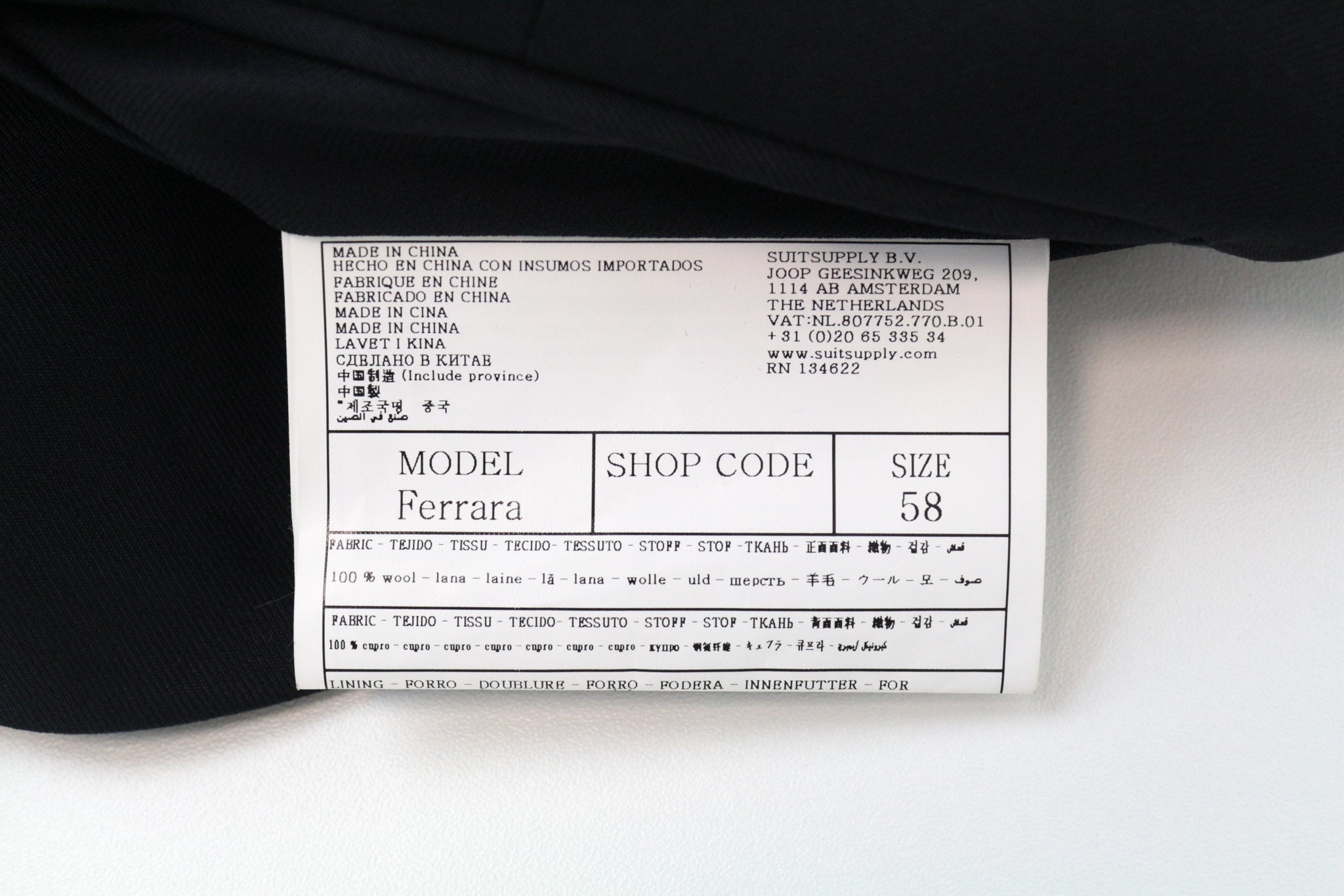 SUITSUPPLY Lazio Men's Suit UK38R Blue Slim Wool Check Mohair 2-Piece