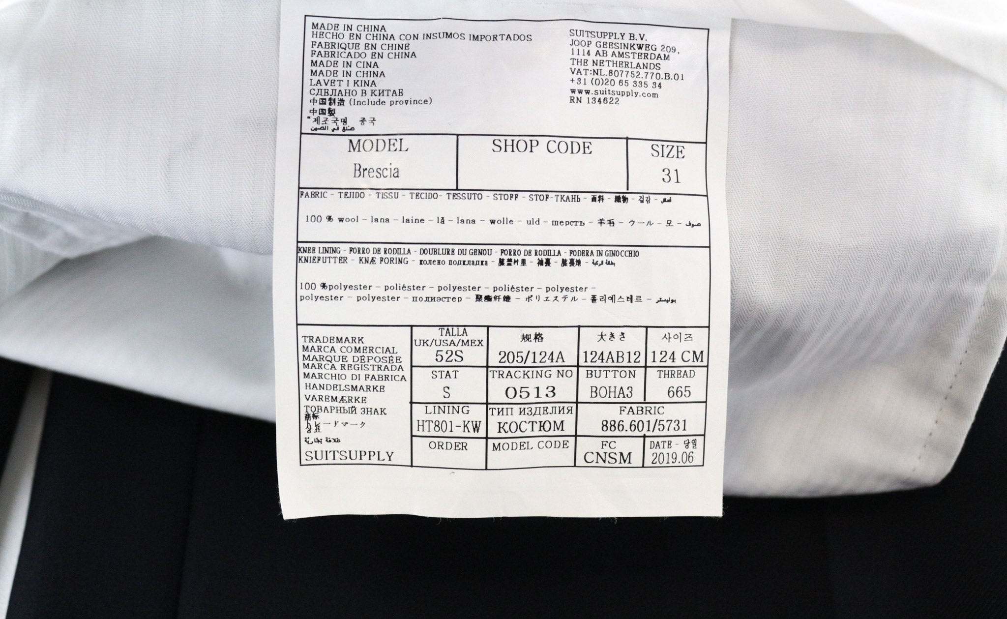 SUITSUPPLY Lazio Men's Suit UK38R Blue Slim Wool Check Mohair 2-Piece