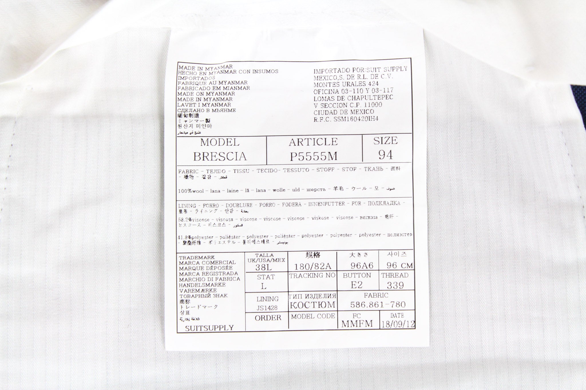 SUITSUPPLY Lazio Men's UK38L Navy Slim Fit Pure Wool 2-Piece Suit