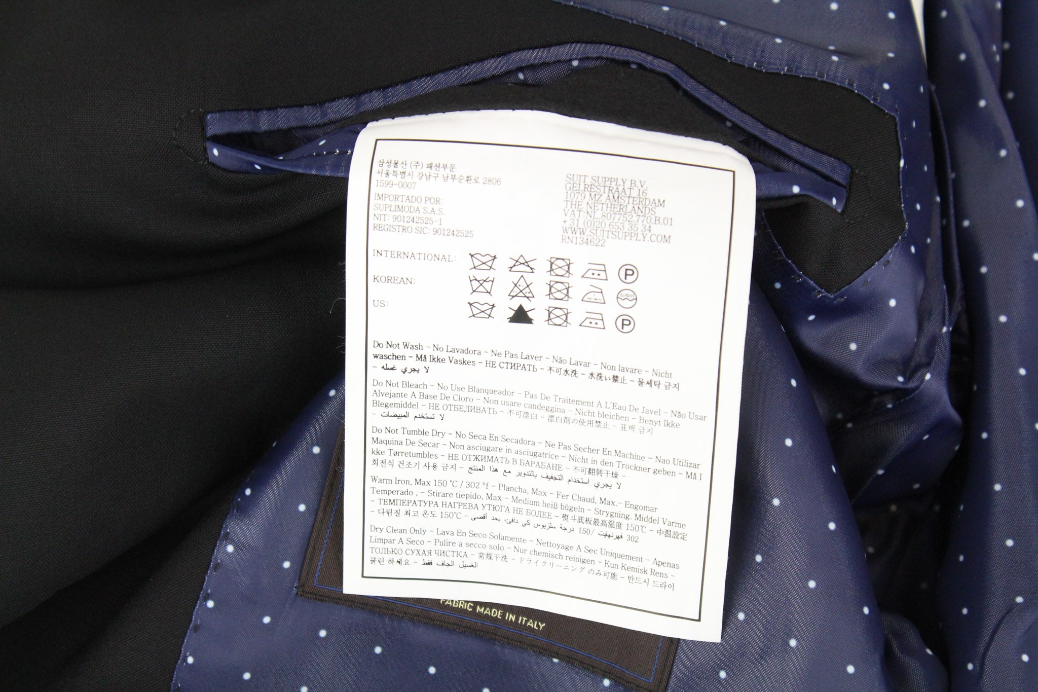 SUITSUPPLY La Spalla Men's Suit UK38R Black Wool 2-Piece Lined Smart Cut